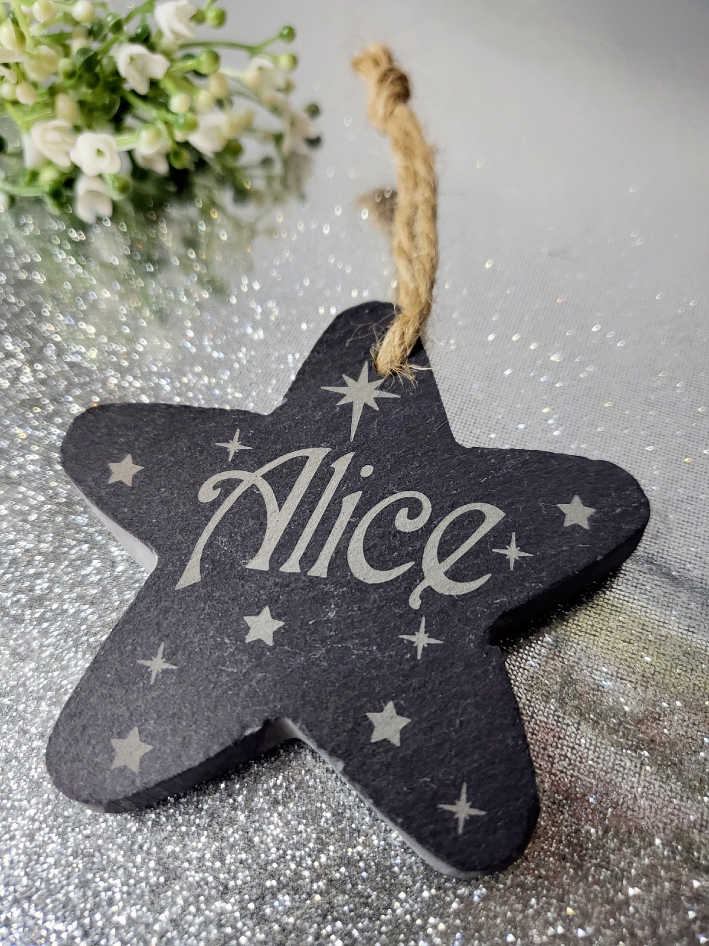 Personalised Slate Christmas Star Tree Decoration