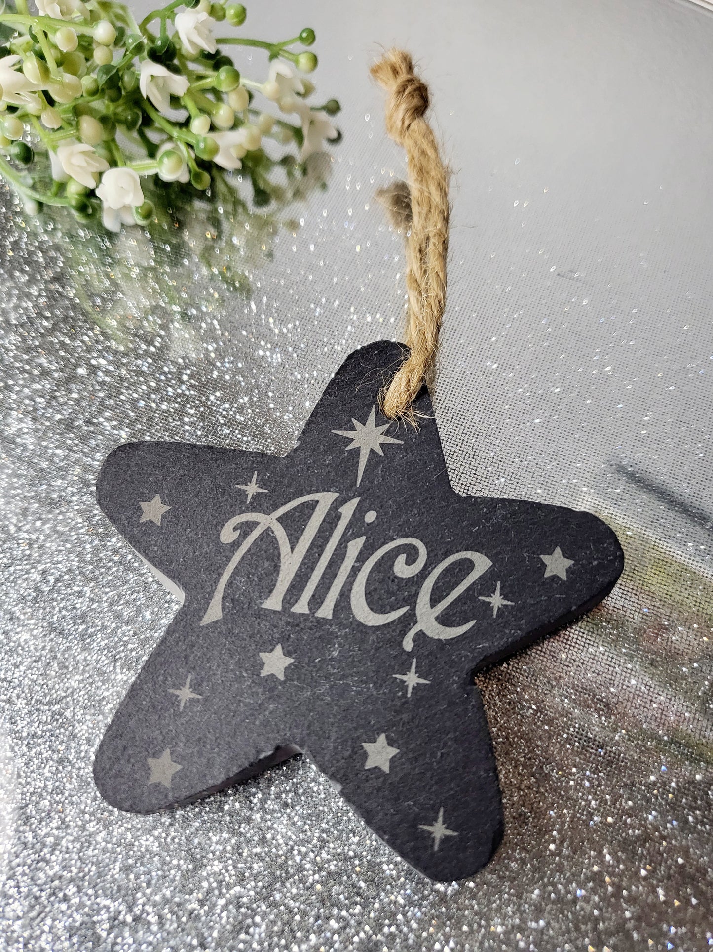 Personalised Slate Christmas Star Tree Decoration