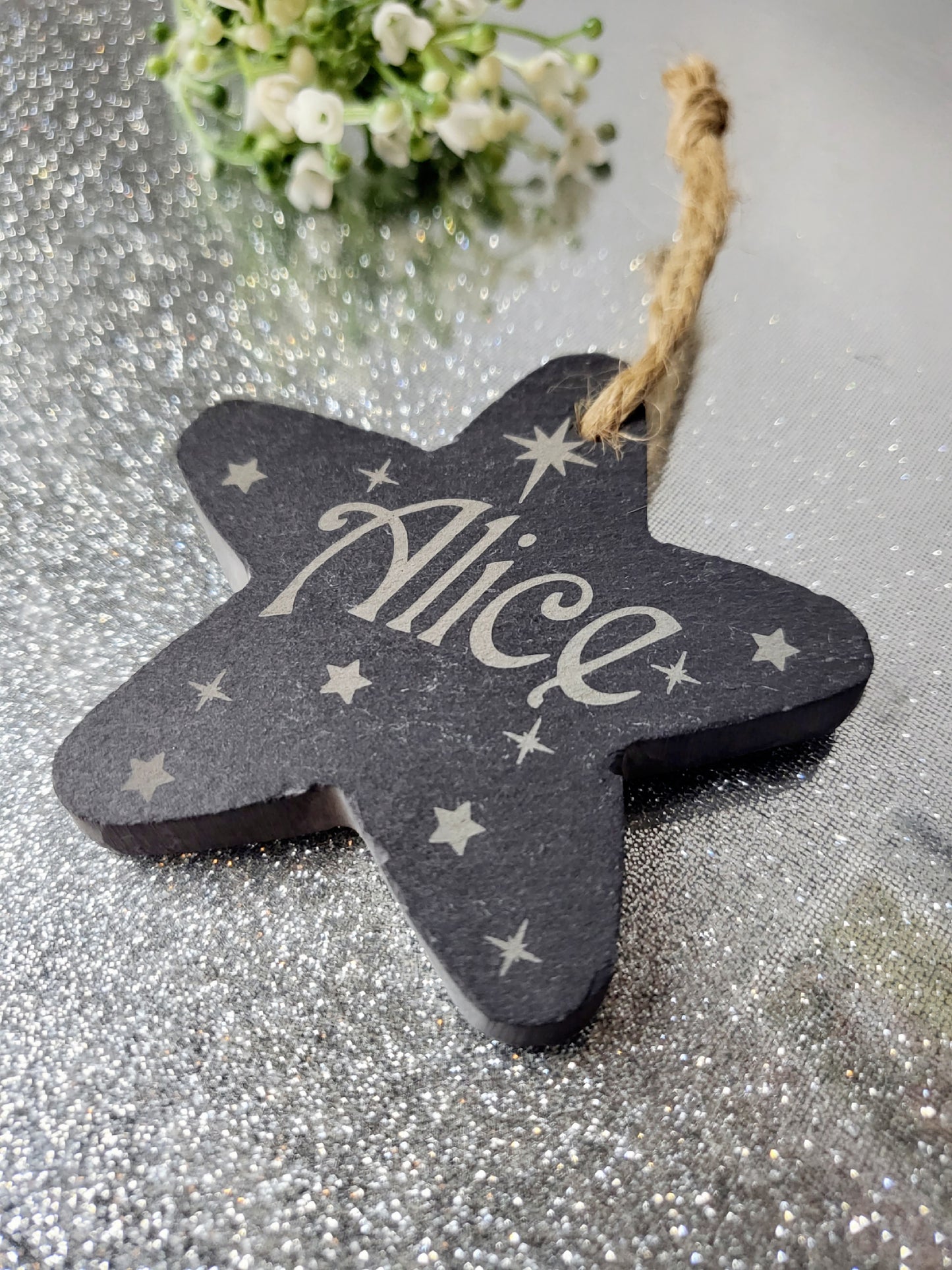 Personalised Slate Christmas Star Tree Decoration