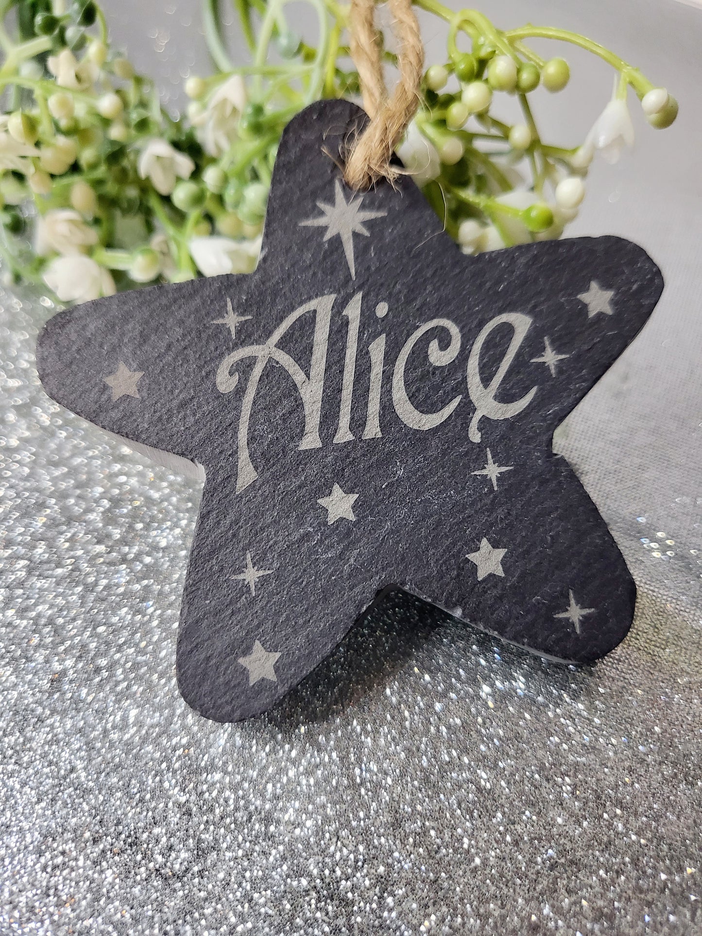 Personalised Slate Christmas Star Tree Decoration