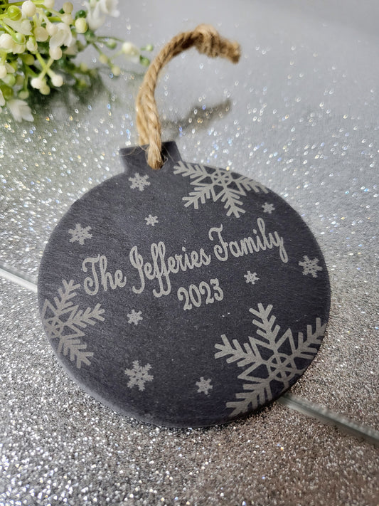 Personalised Slate Bauble Tree Decoration