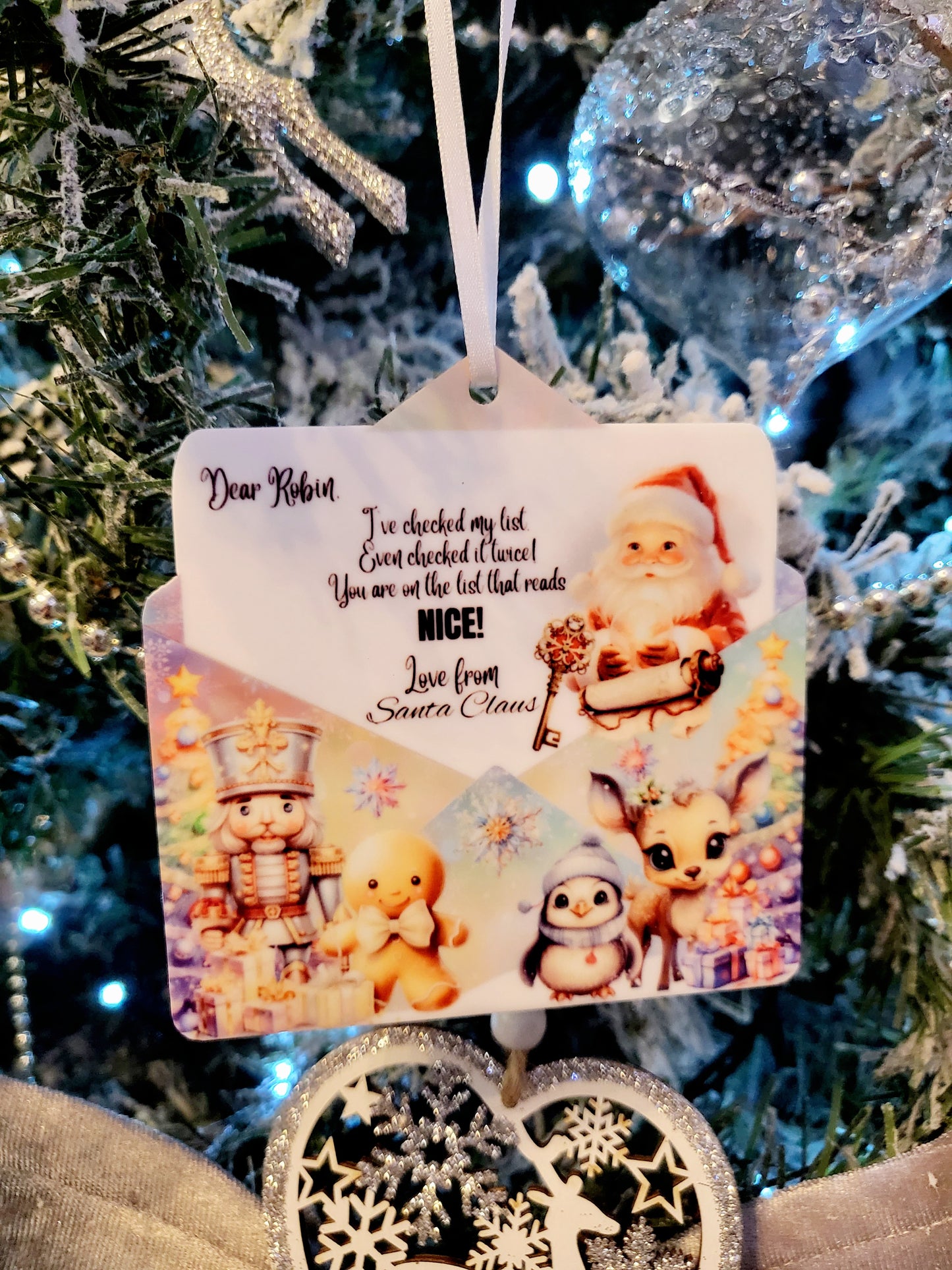 Personalised Nice List Envelope Bauble