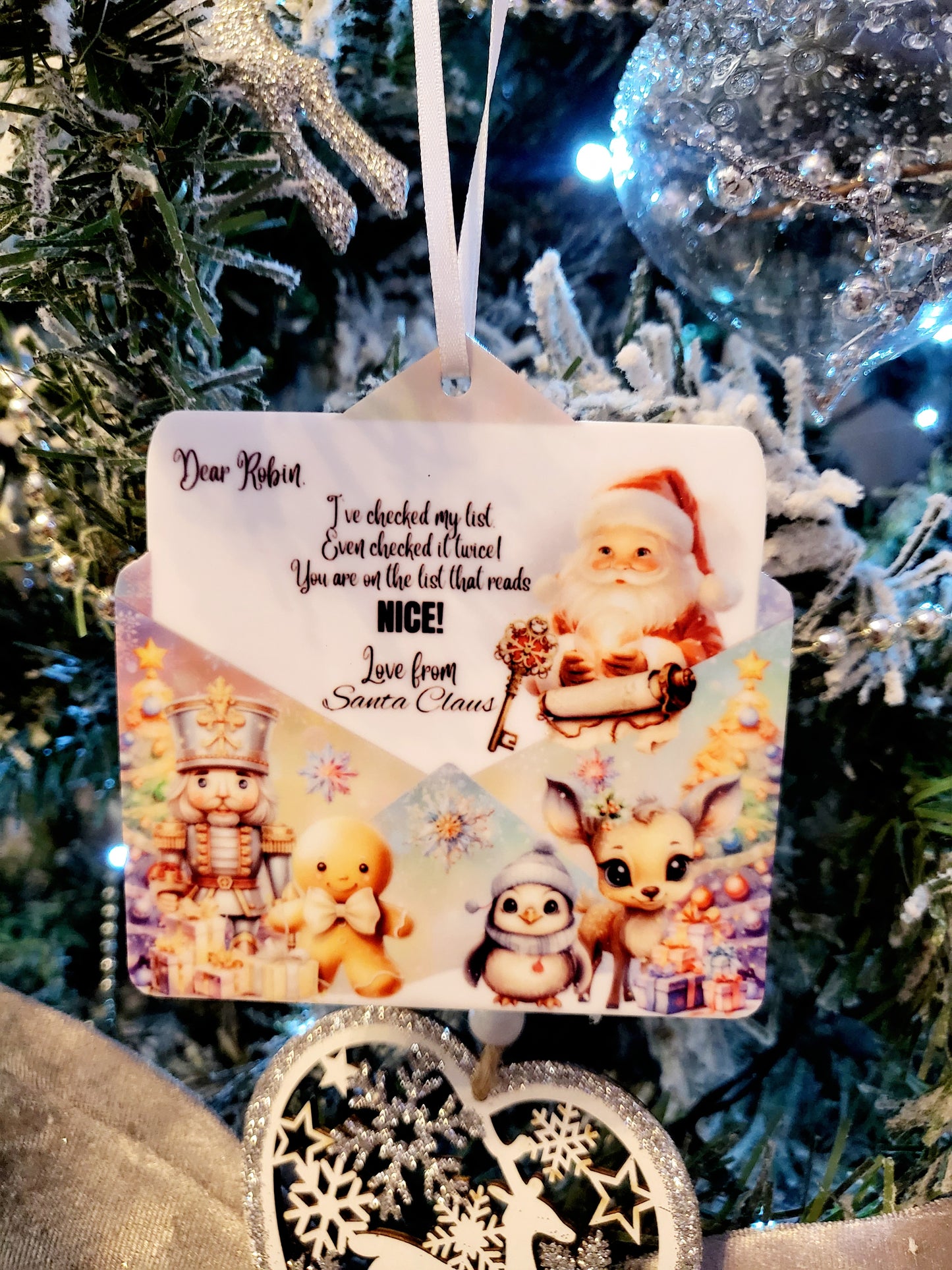 Personalised Nice List Envelope Bauble