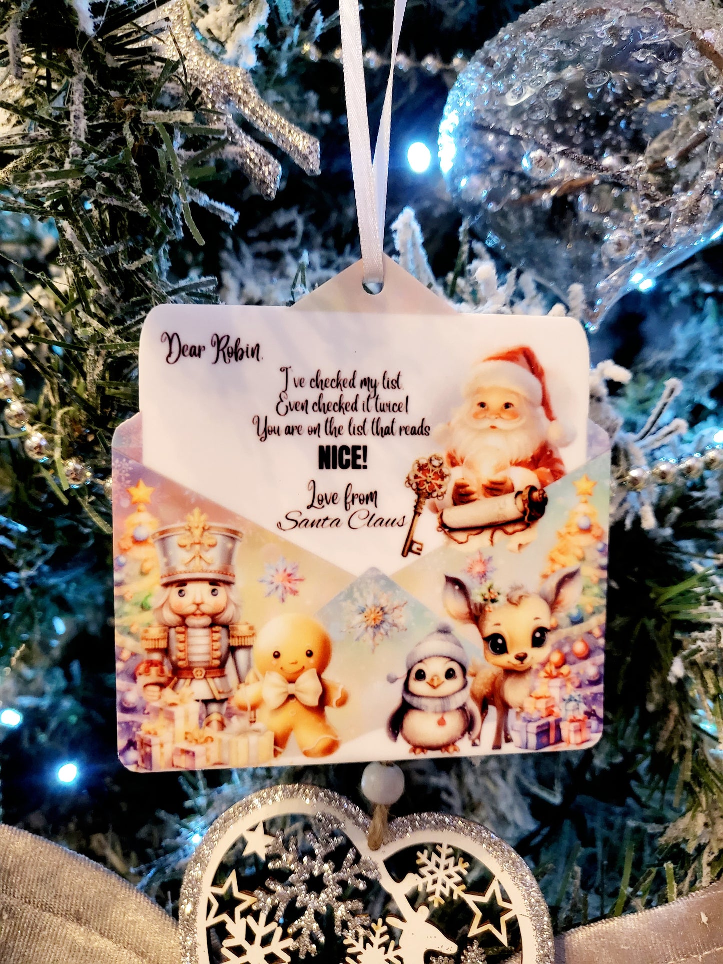 Personalised Nice List Envelope Bauble