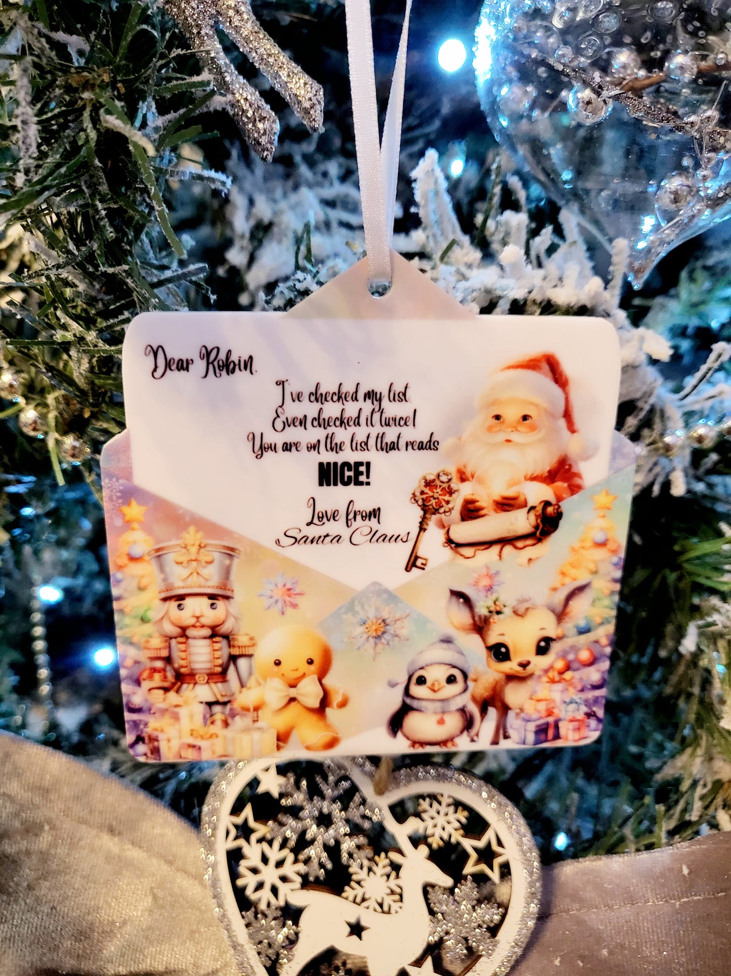 Personalised Nice List Envelope Bauble