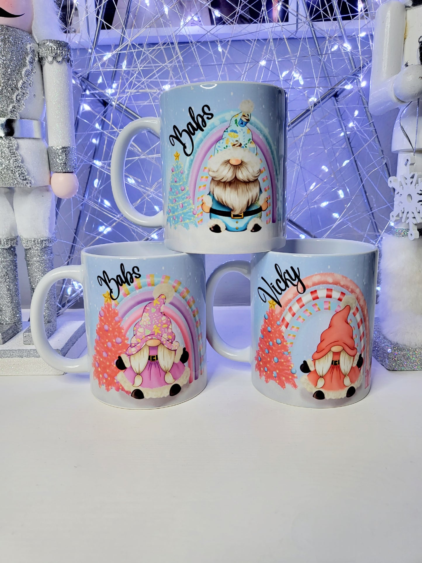 Personalised Christmas Gonk Mug - Blue, Pink or Purple