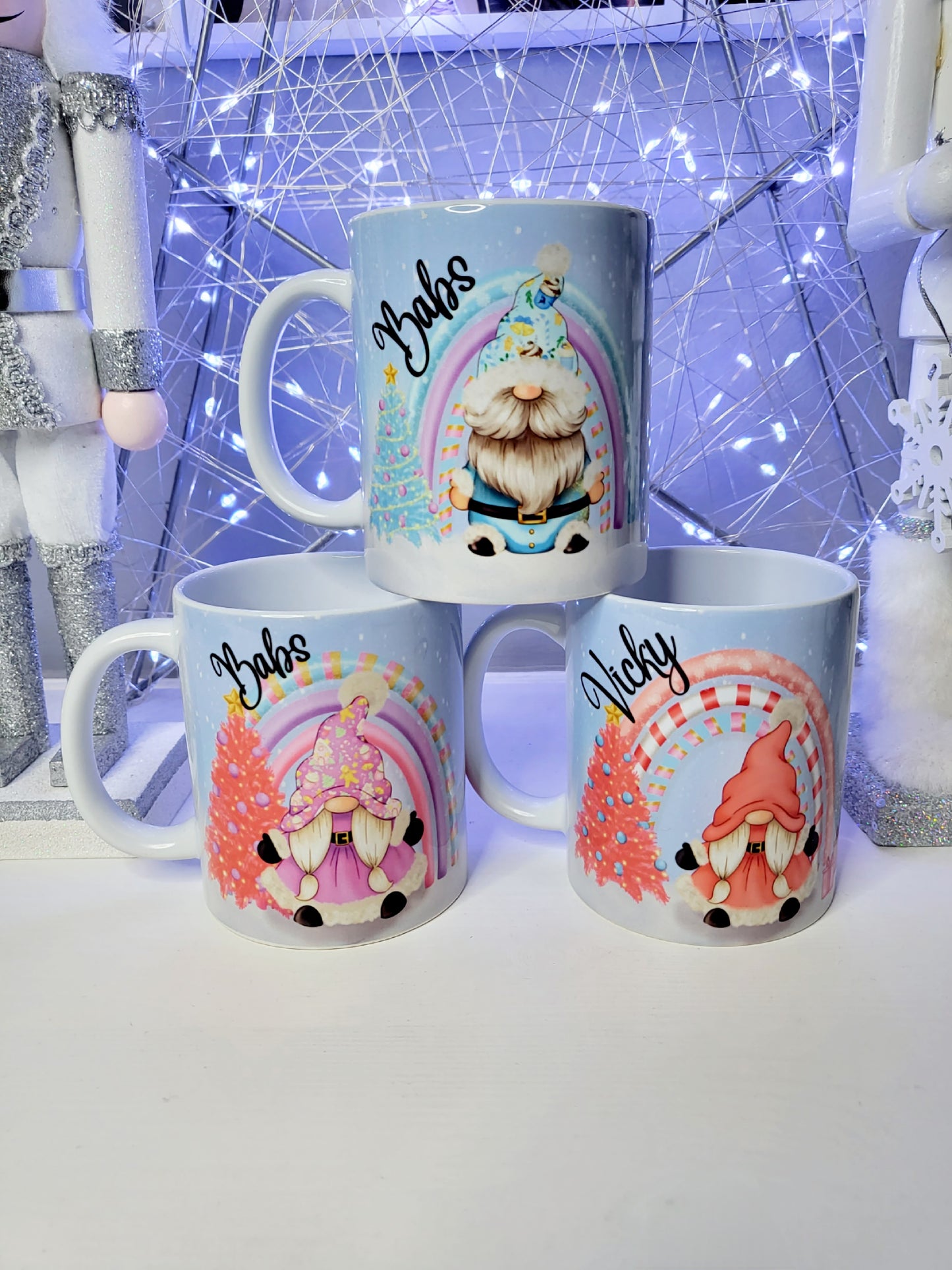 Personalised Christmas Gonk Mug - Blue, Pink or Purple