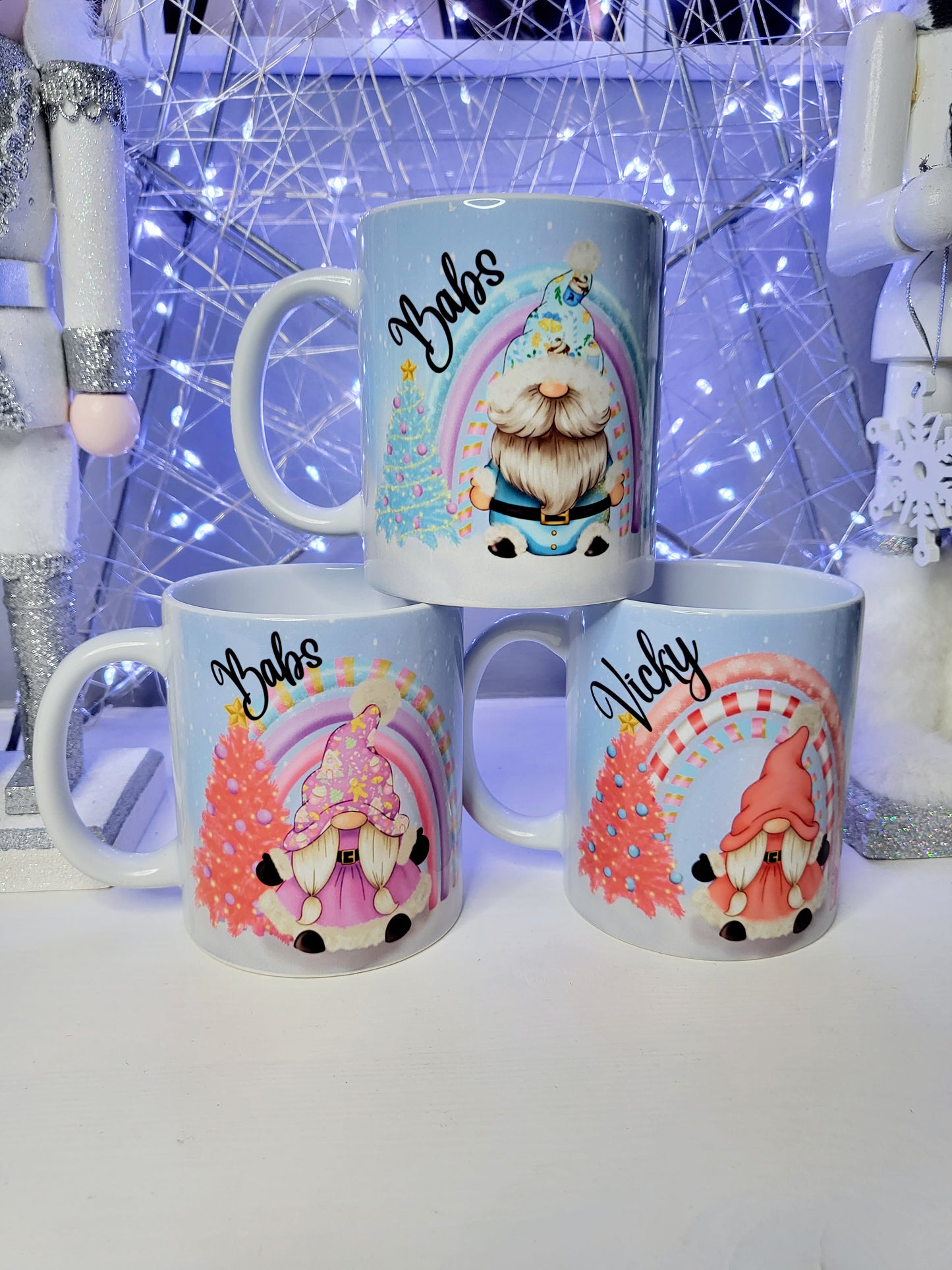 Personalised Christmas Gonk Mug - Blue, Pink or Purple