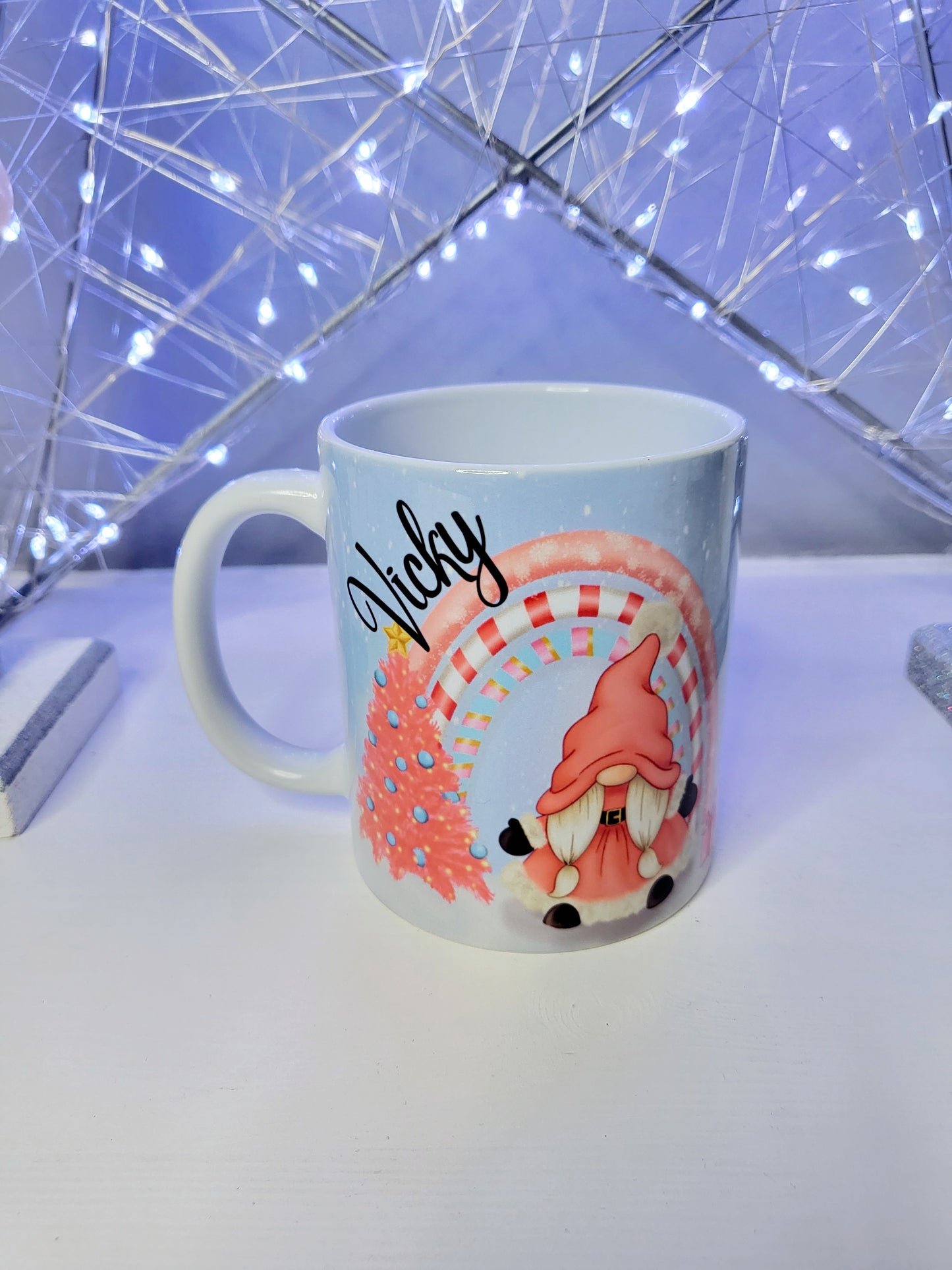 Personalised Christmas Gonk Mug - Blue, Pink or Purple