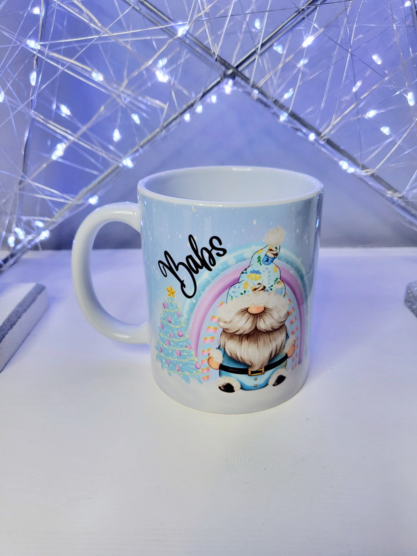 Personalised Christmas Gonk Mug - Blue, Pink or Purple