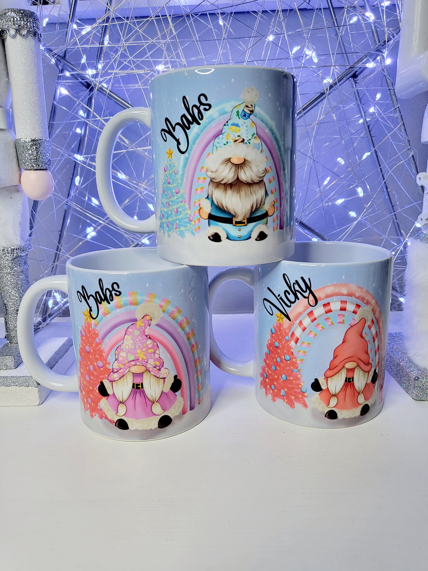 Personalised Christmas Gonk Mug - Blue, Pink or Purple