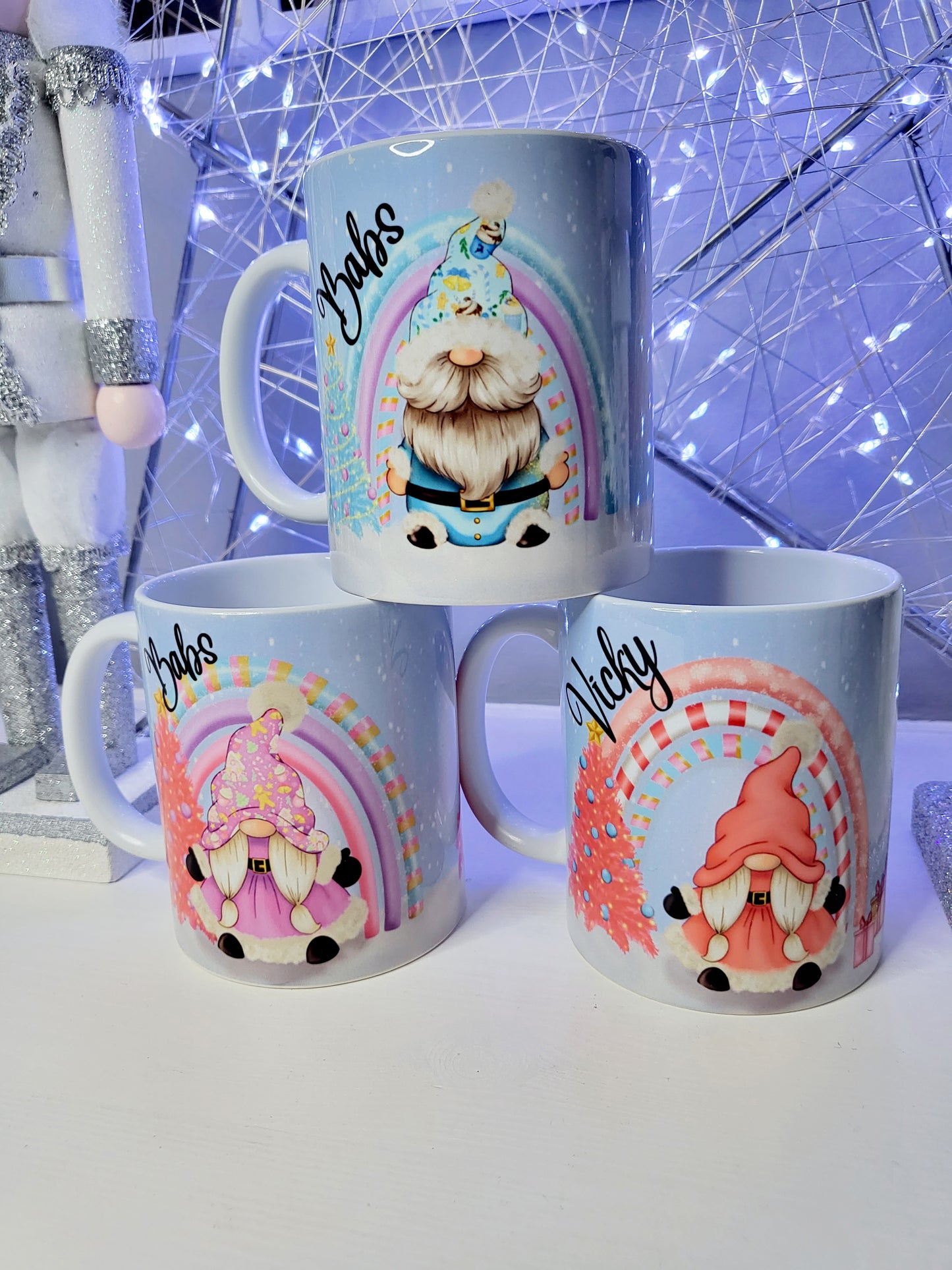 Personalised Christmas Gonk Mug - Blue, Pink or Purple