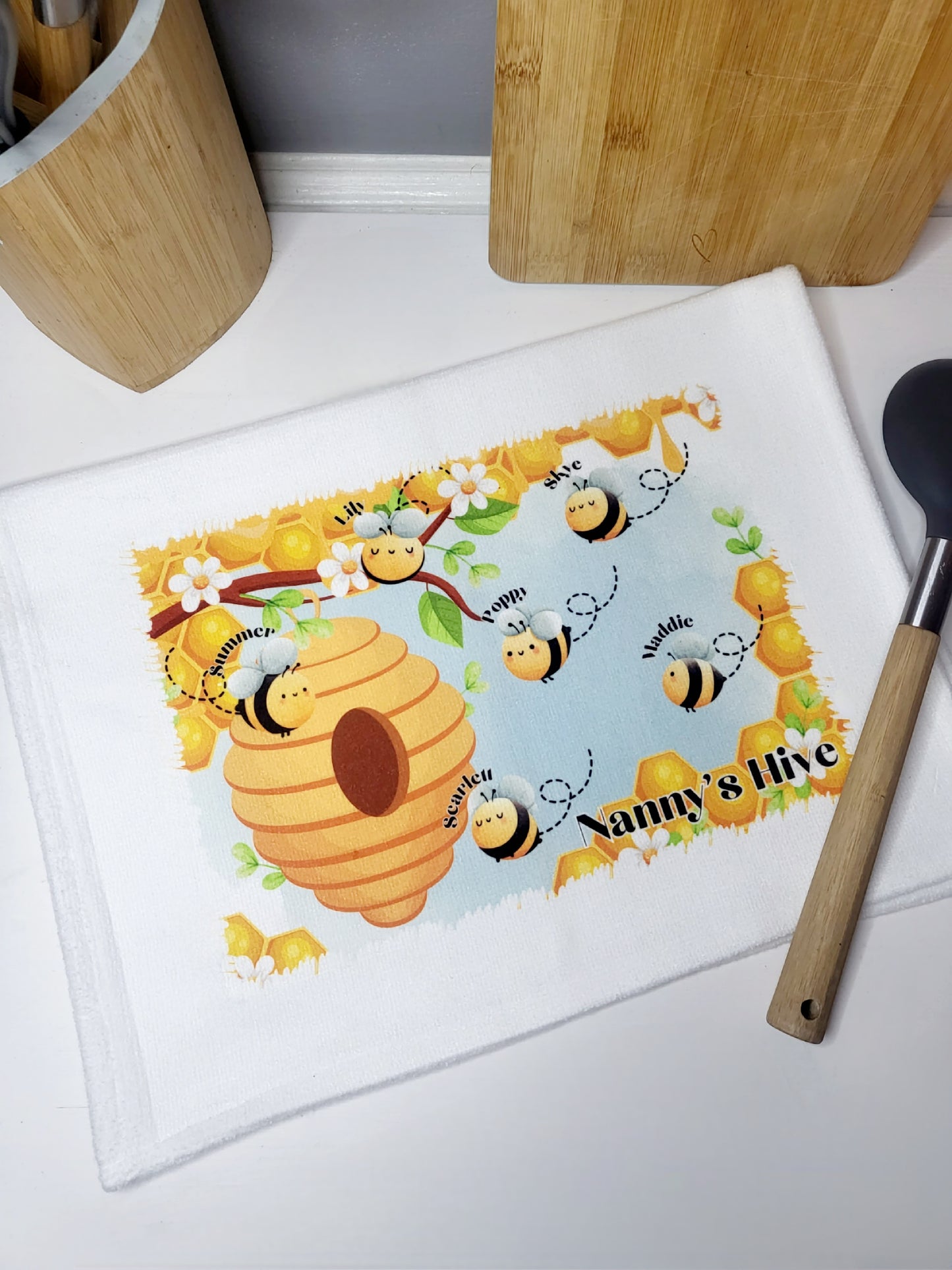 Personalised Bumble Bee Tea Towel