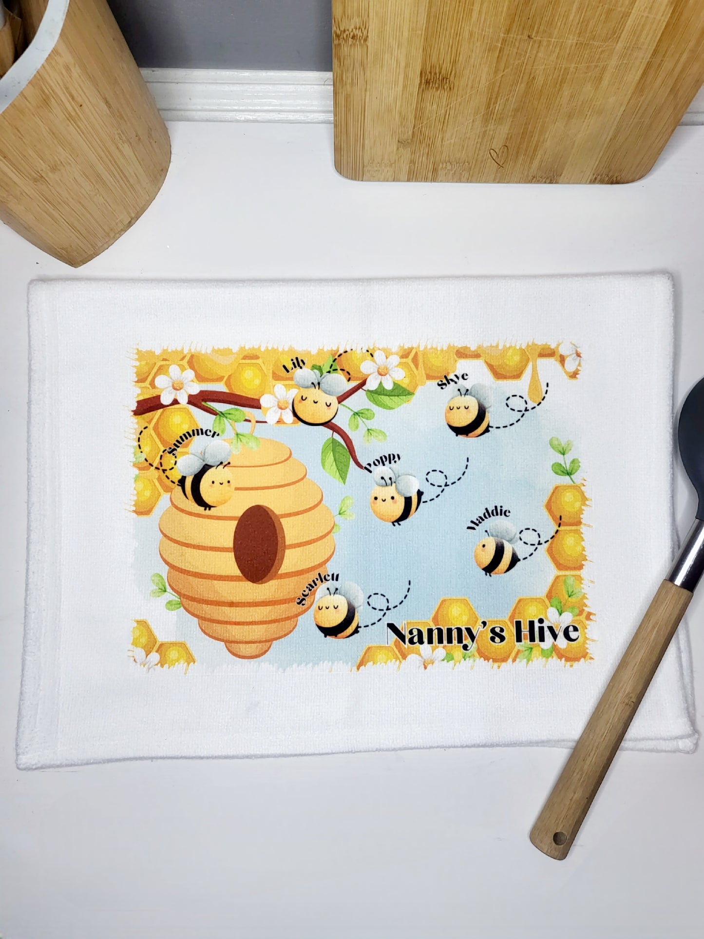 Personalised Bumble Bee Tea Towel