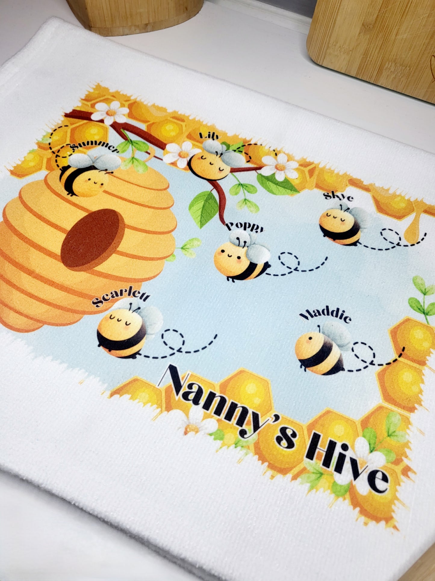 Personalised Bumble Bee Tea Towel