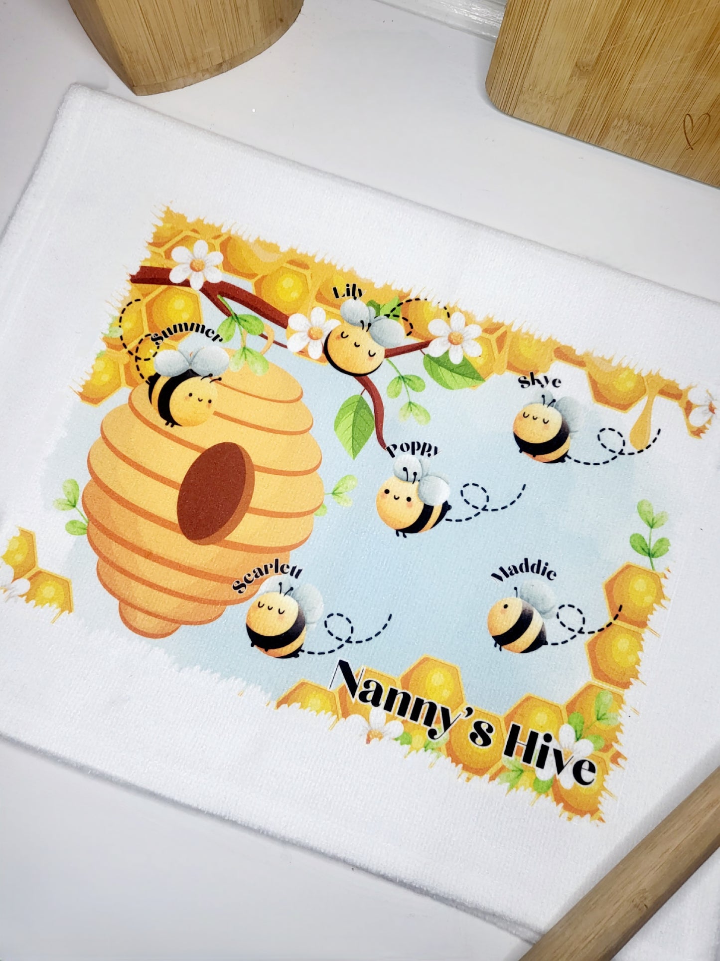 Personalised Bumble Bee Tea Towel