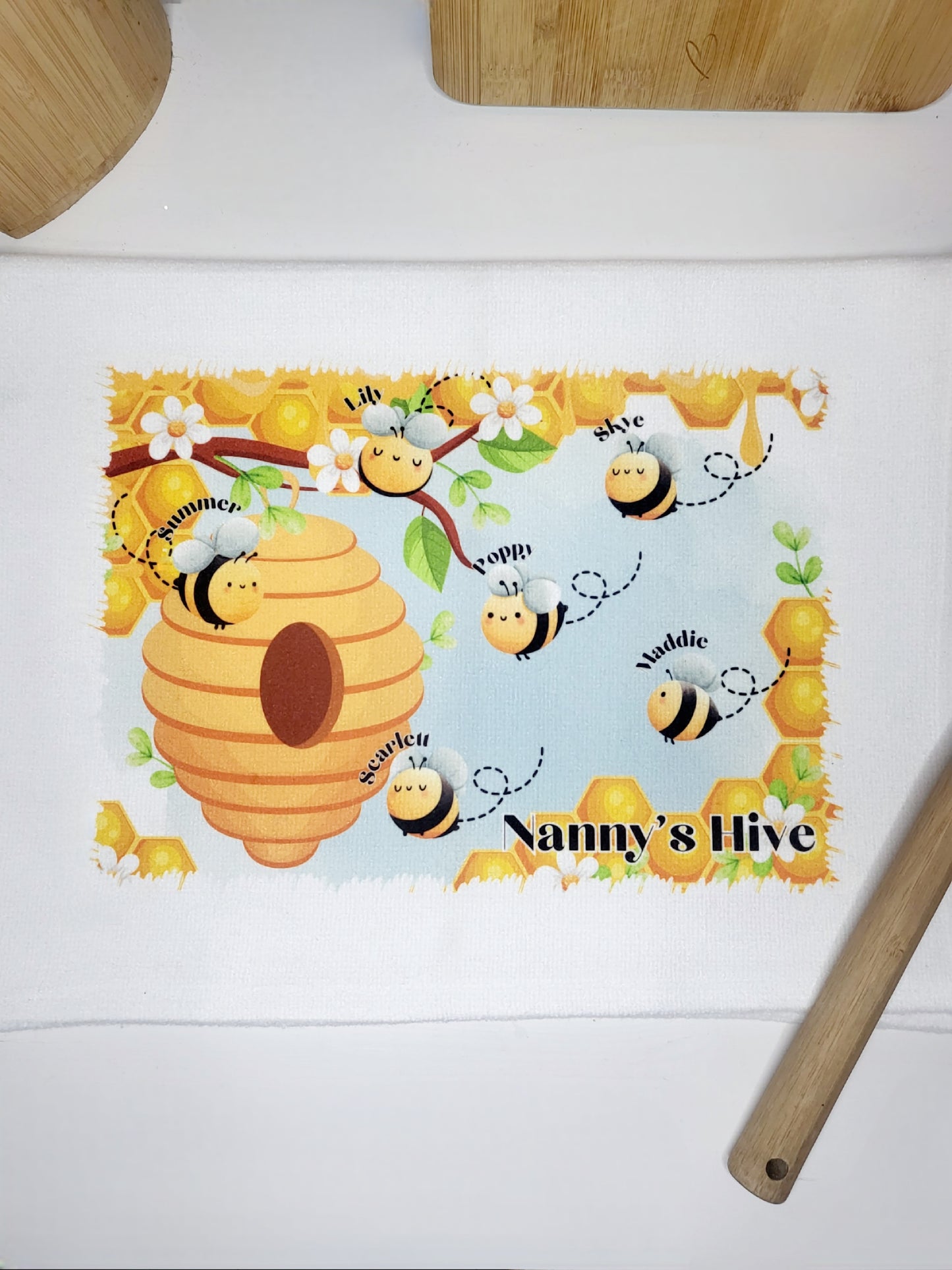 Personalised Bumble Bee Tea Towel