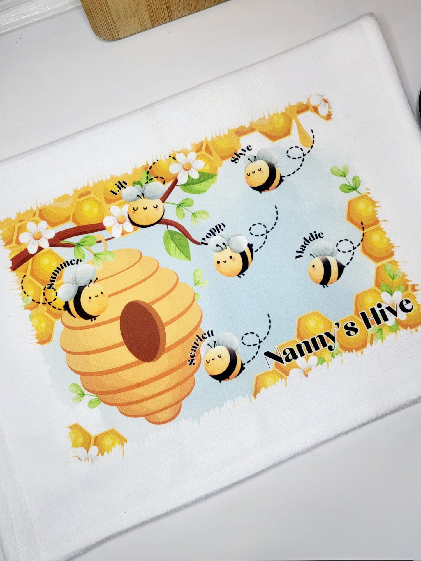 Personalised Bumble Bee Tea Towel