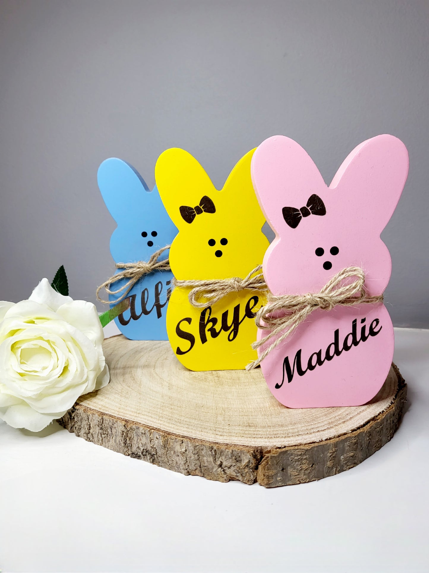 Personalised Wooden Freestanding Bunny Peep