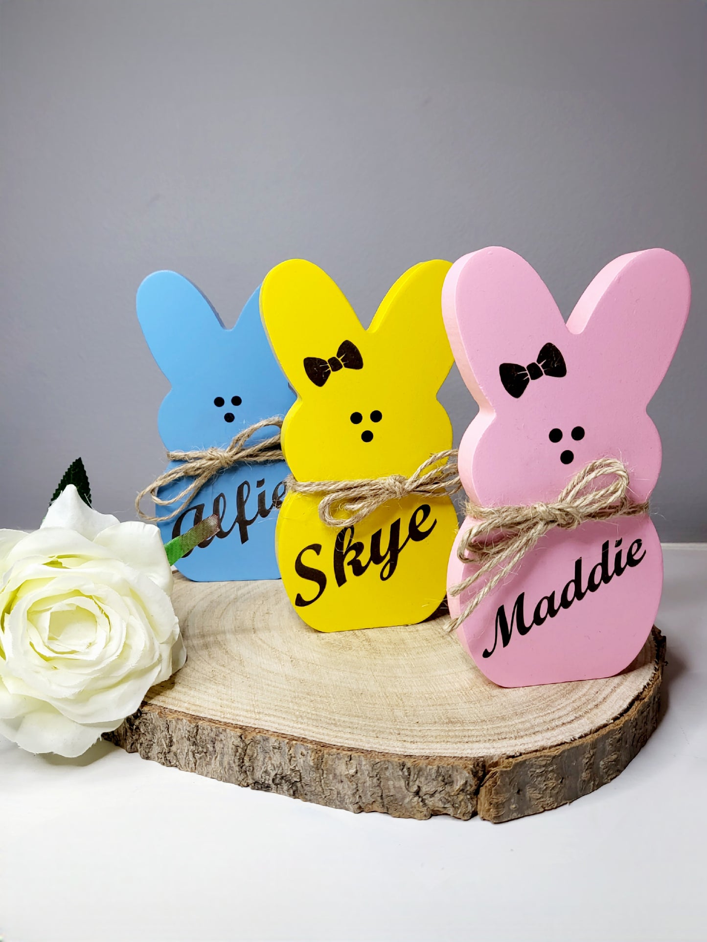 Personalised Wooden Freestanding Bunny Peep