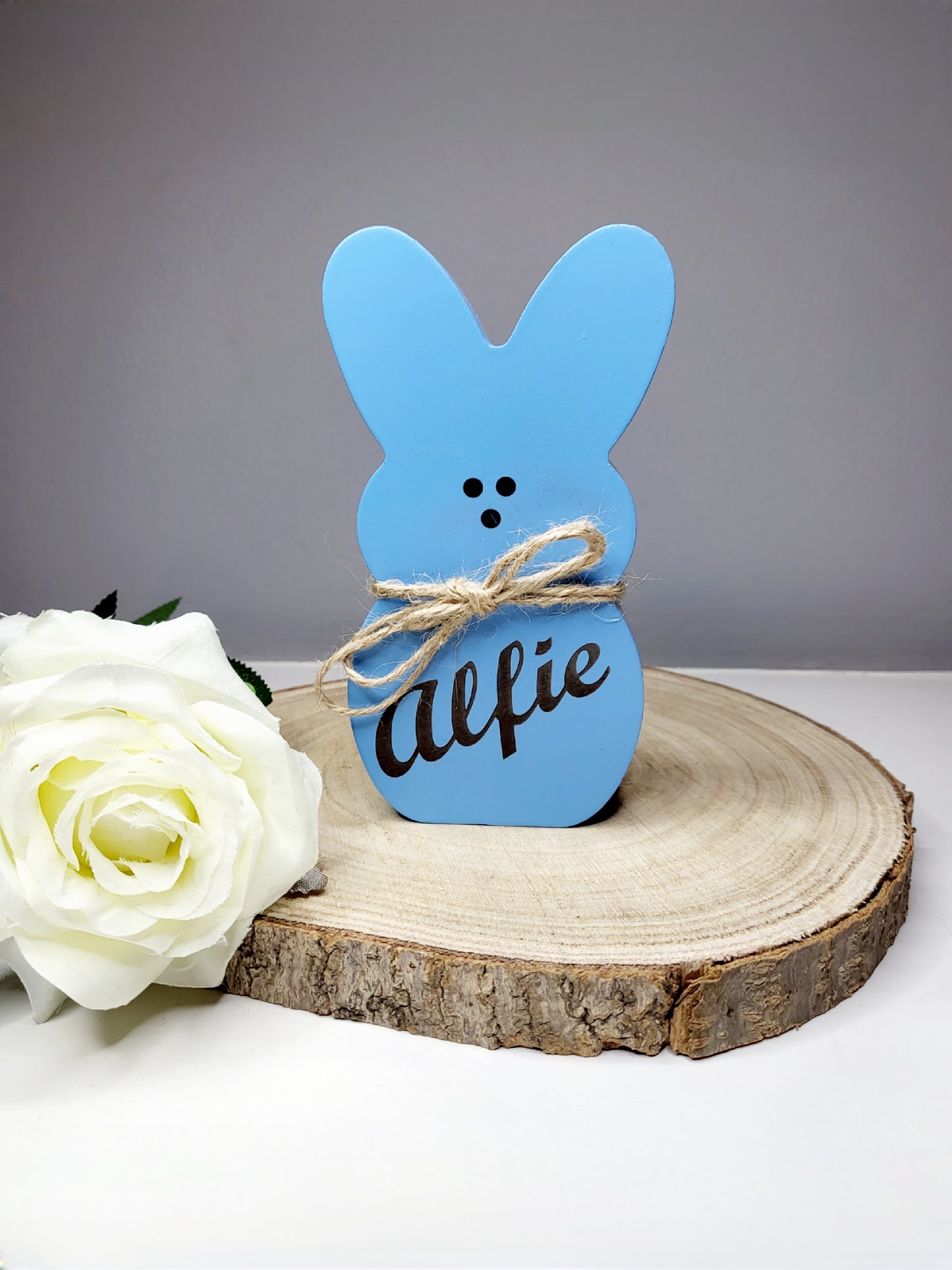 Personalised Wooden Freestanding Bunny Peep