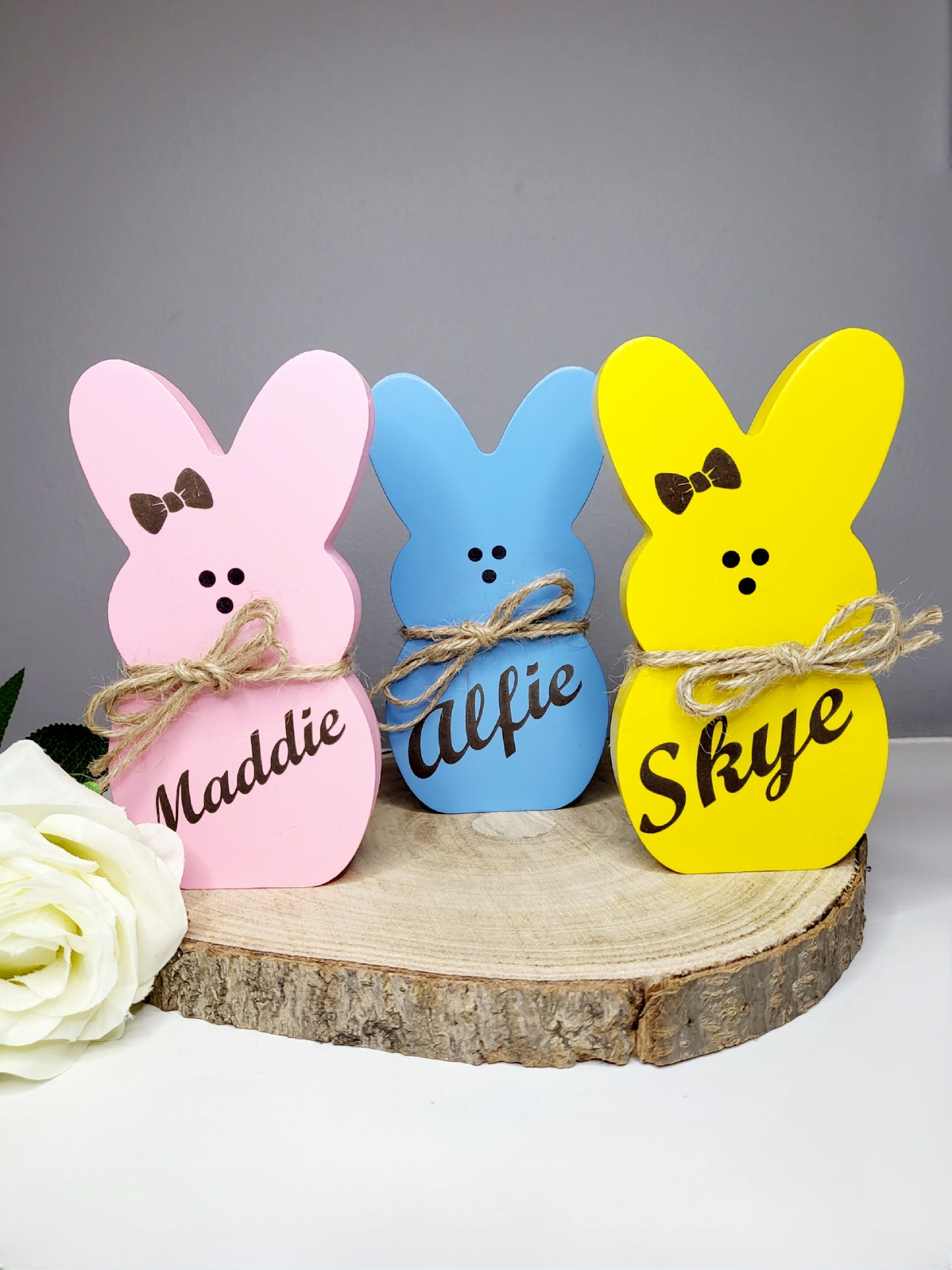 Personalised Wooden Freestanding Bunny Peep