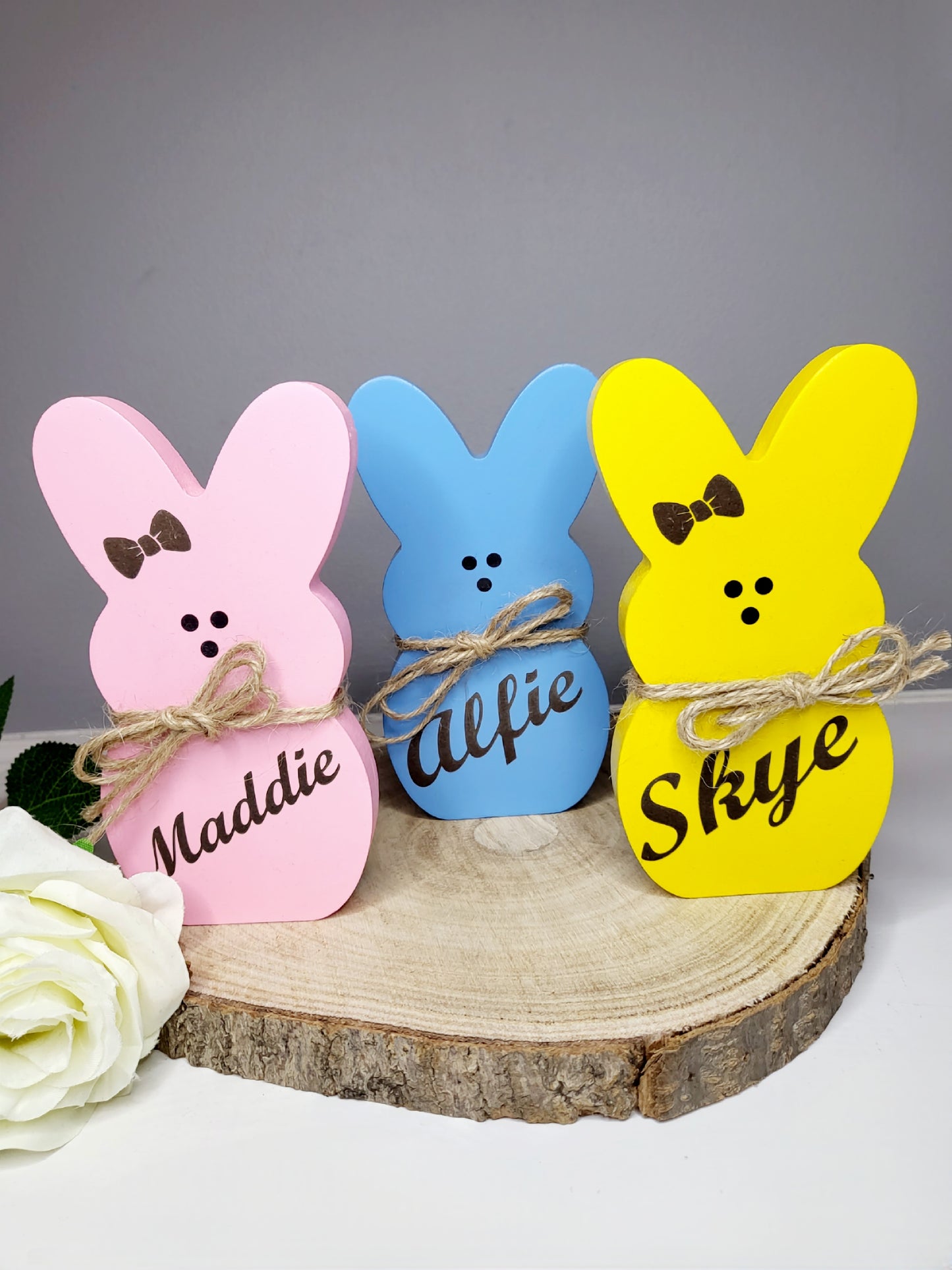 Personalised Wooden Freestanding Bunny Peep