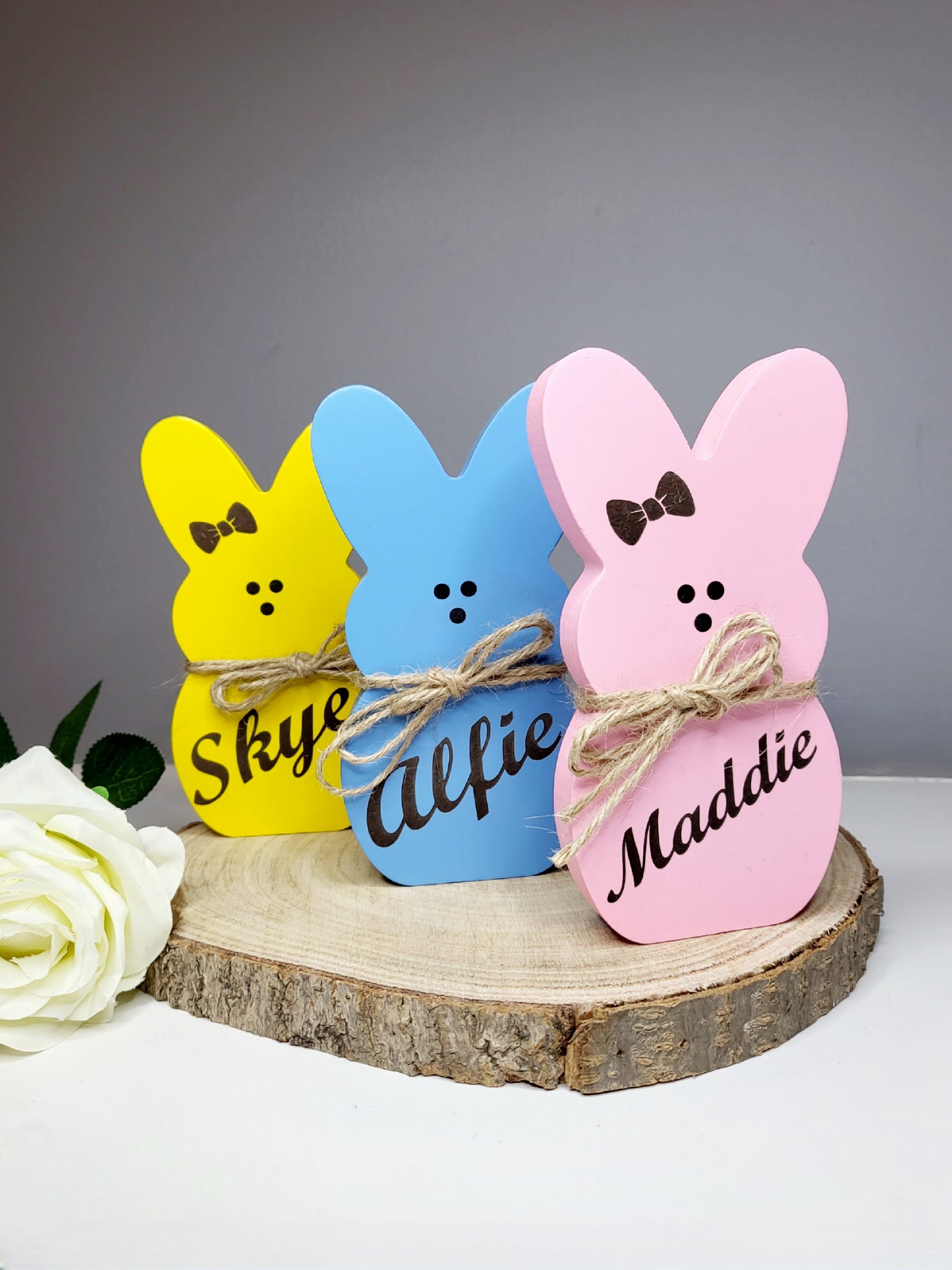 Personalised Wooden Freestanding Bunny Peep