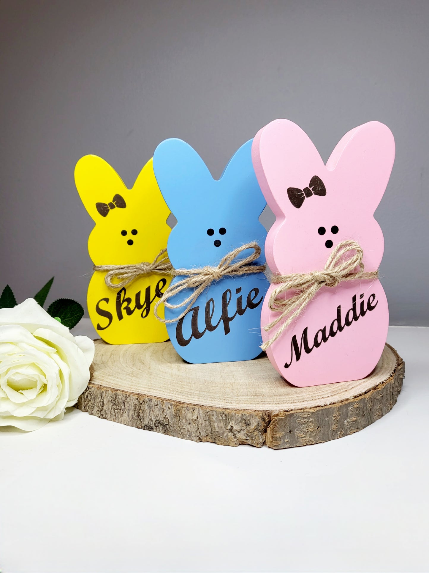 Personalised Wooden Freestanding Bunny Peep