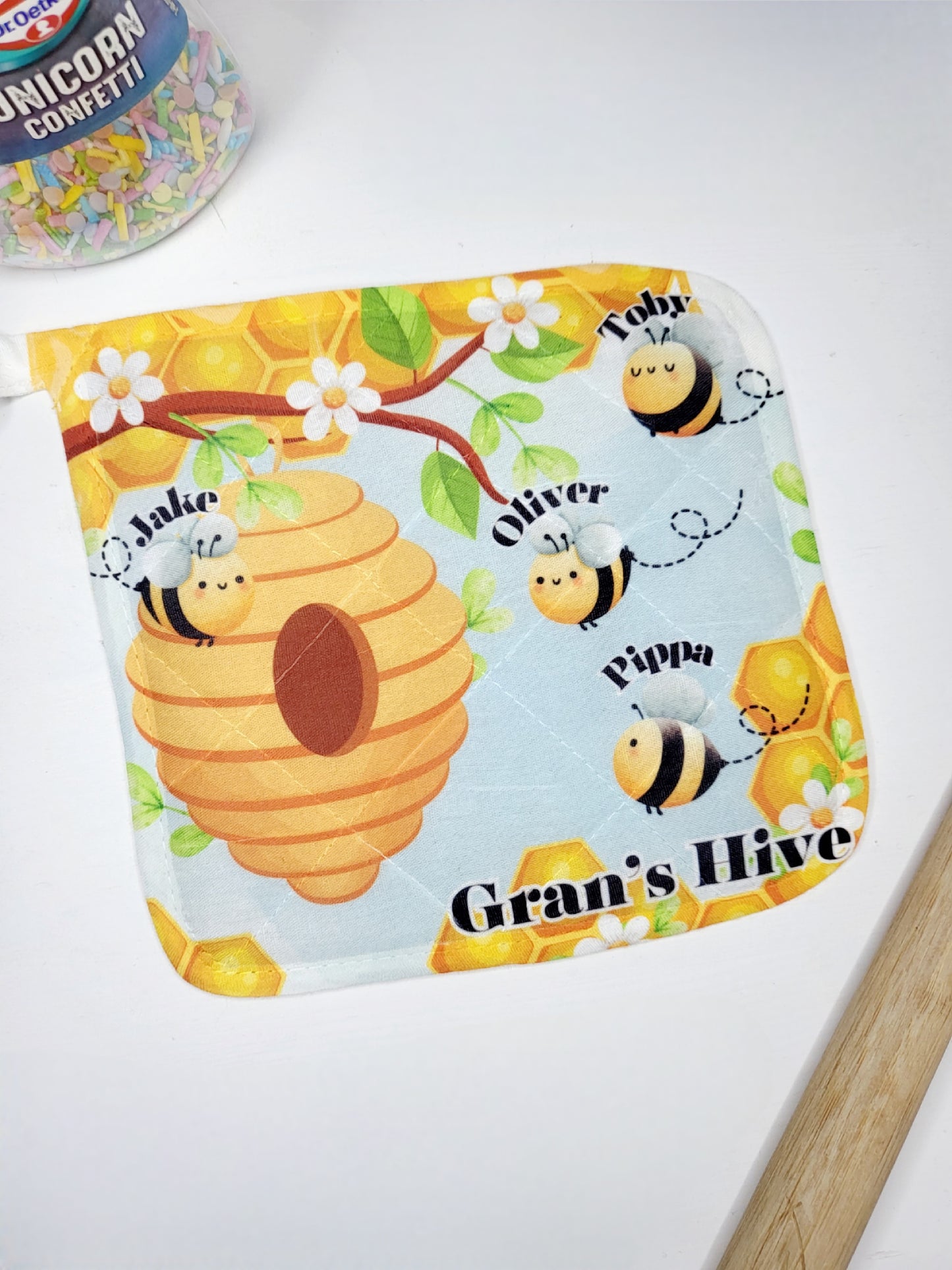 Personalised Bumble Bee Pot Holder/Mat