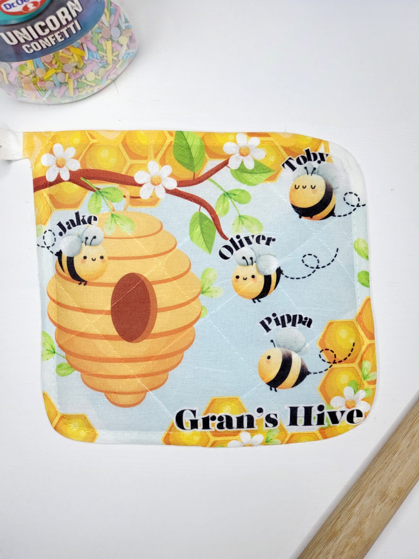 Personalised Bumble Bee Pot Holder/Mat