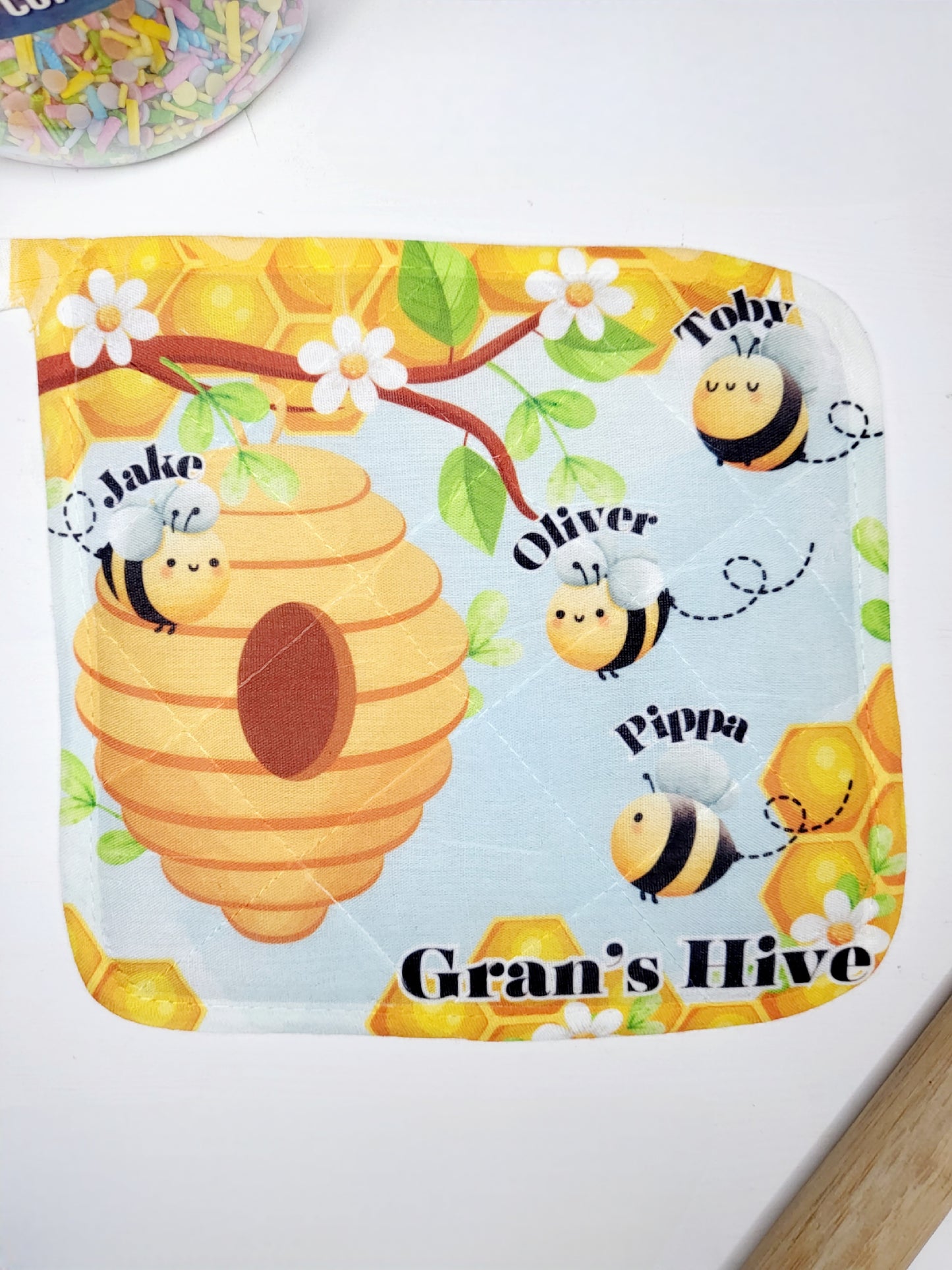 Personalised Bumble Bee Pot Holder/Mat