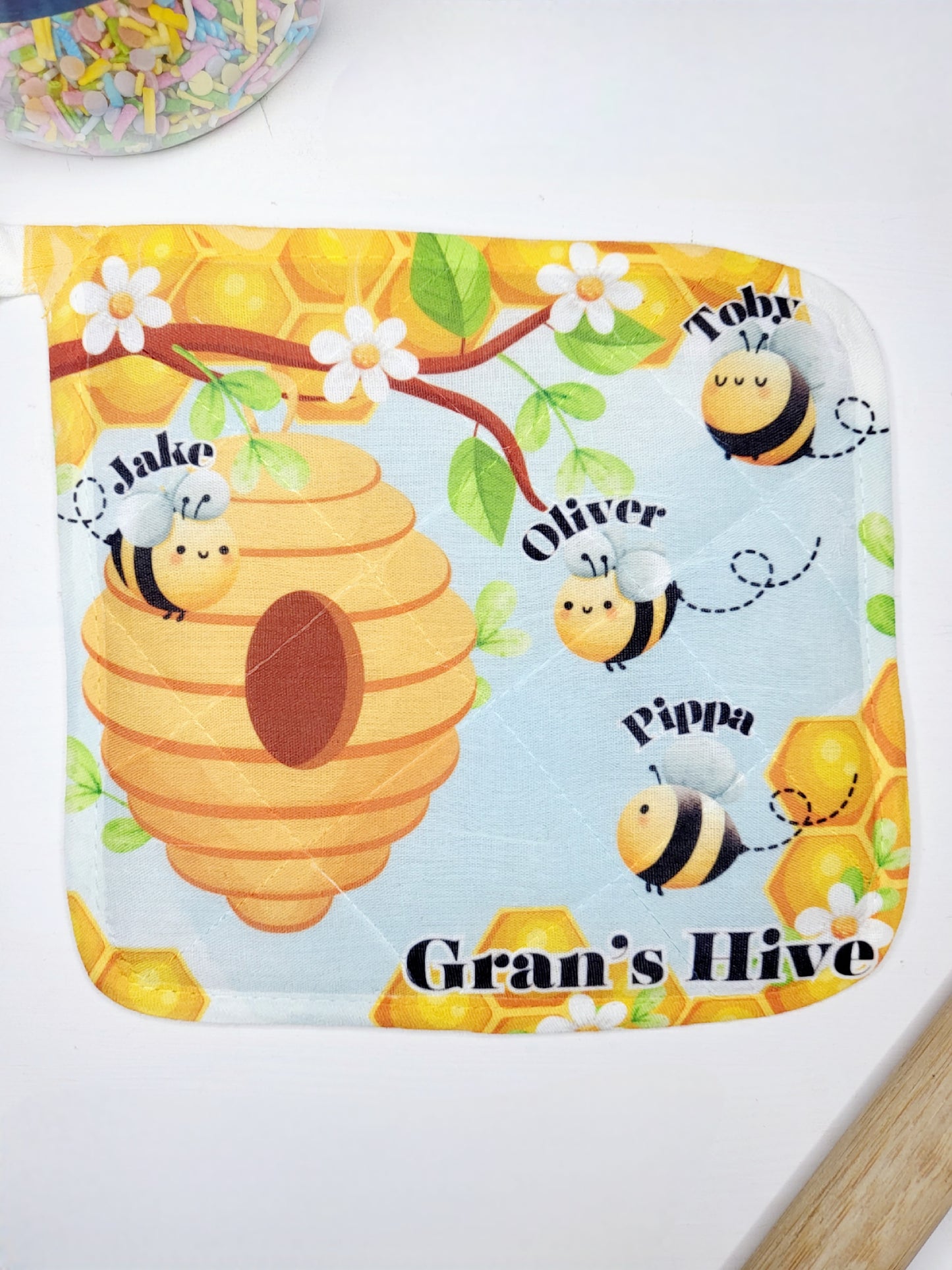 Personalised Bumble Bee Pot Holder/Mat