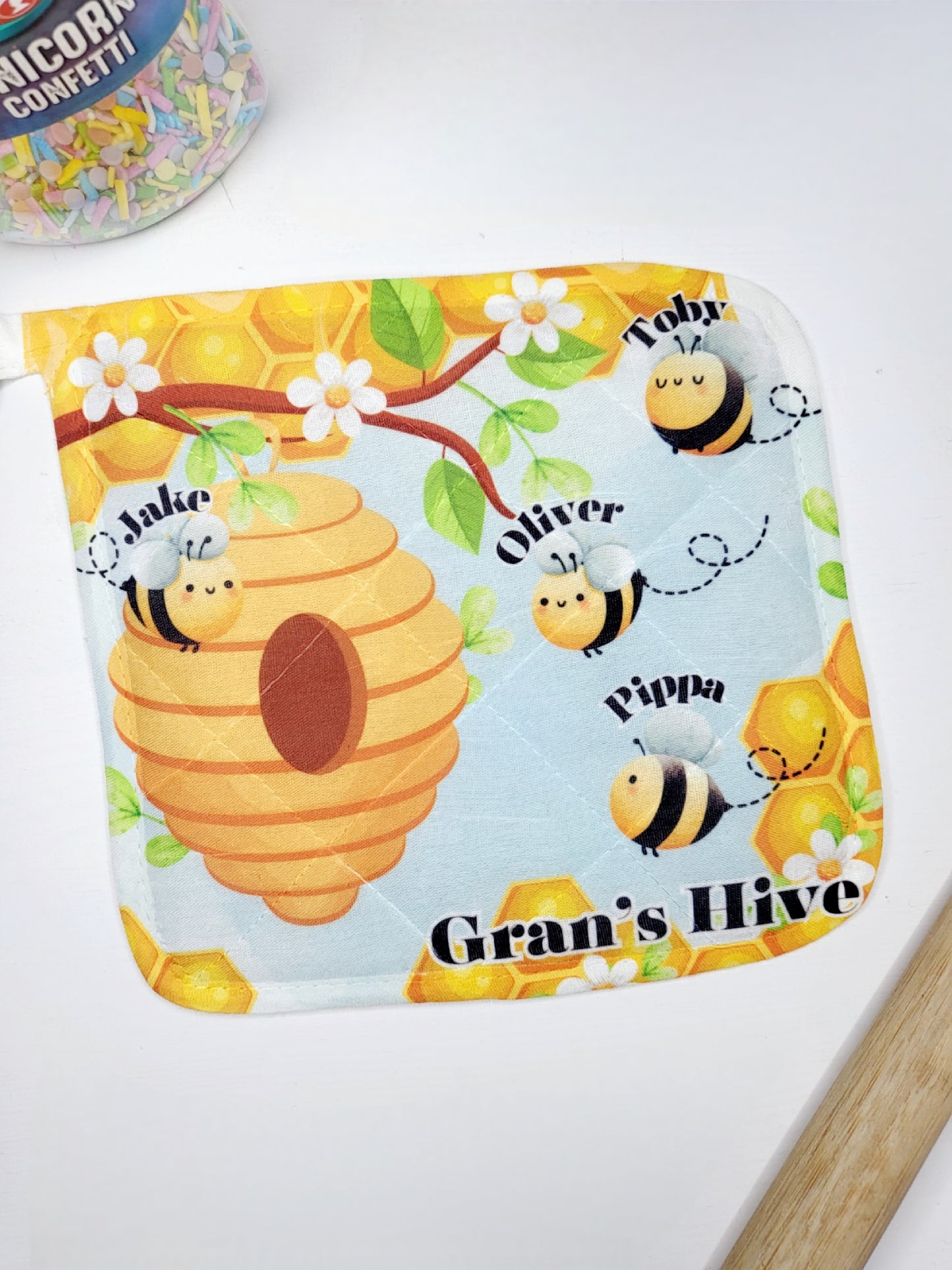 Personalised Bumble Bee Pot Holder/Mat