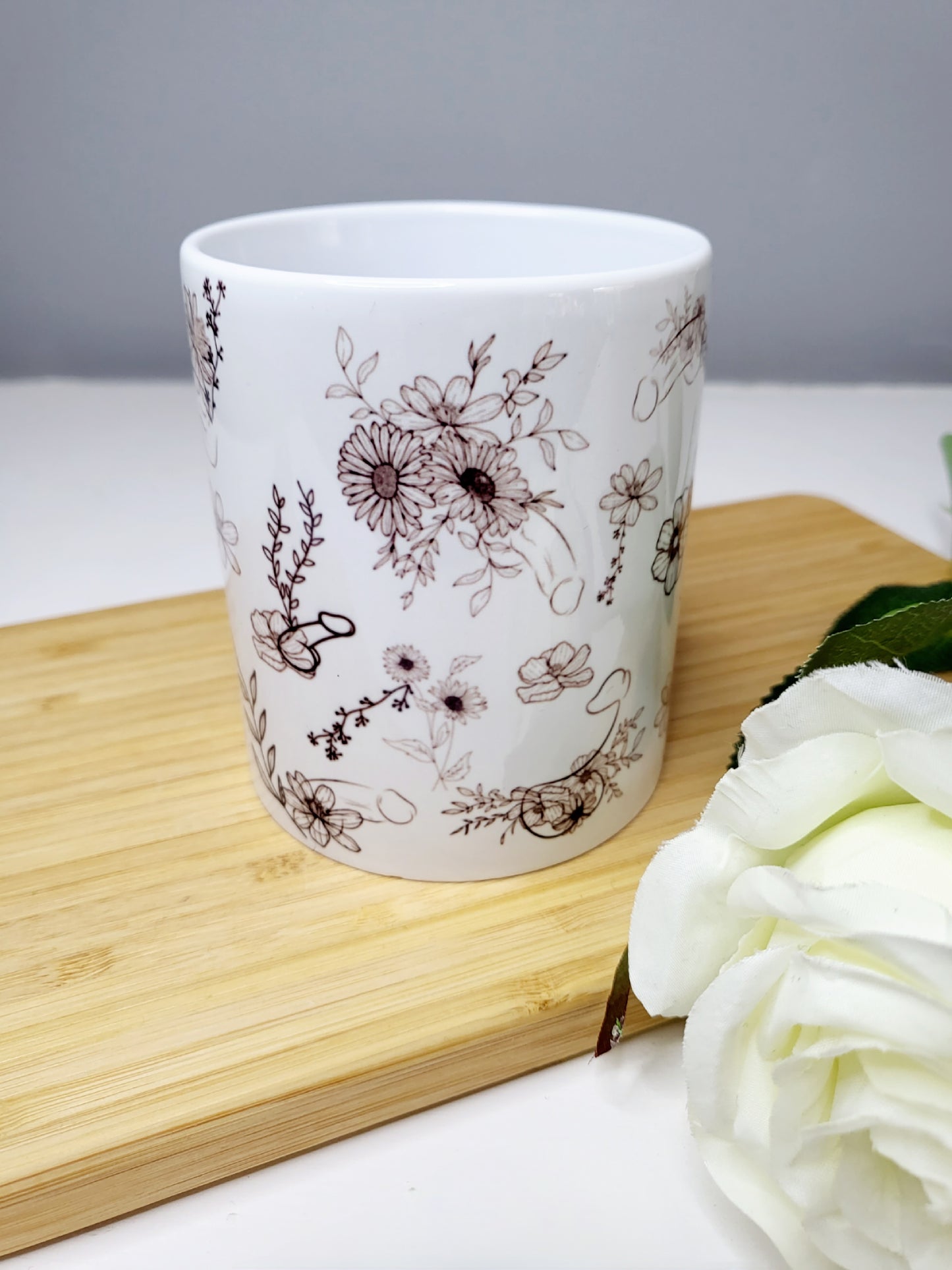 Hidden Penis Floral Mug