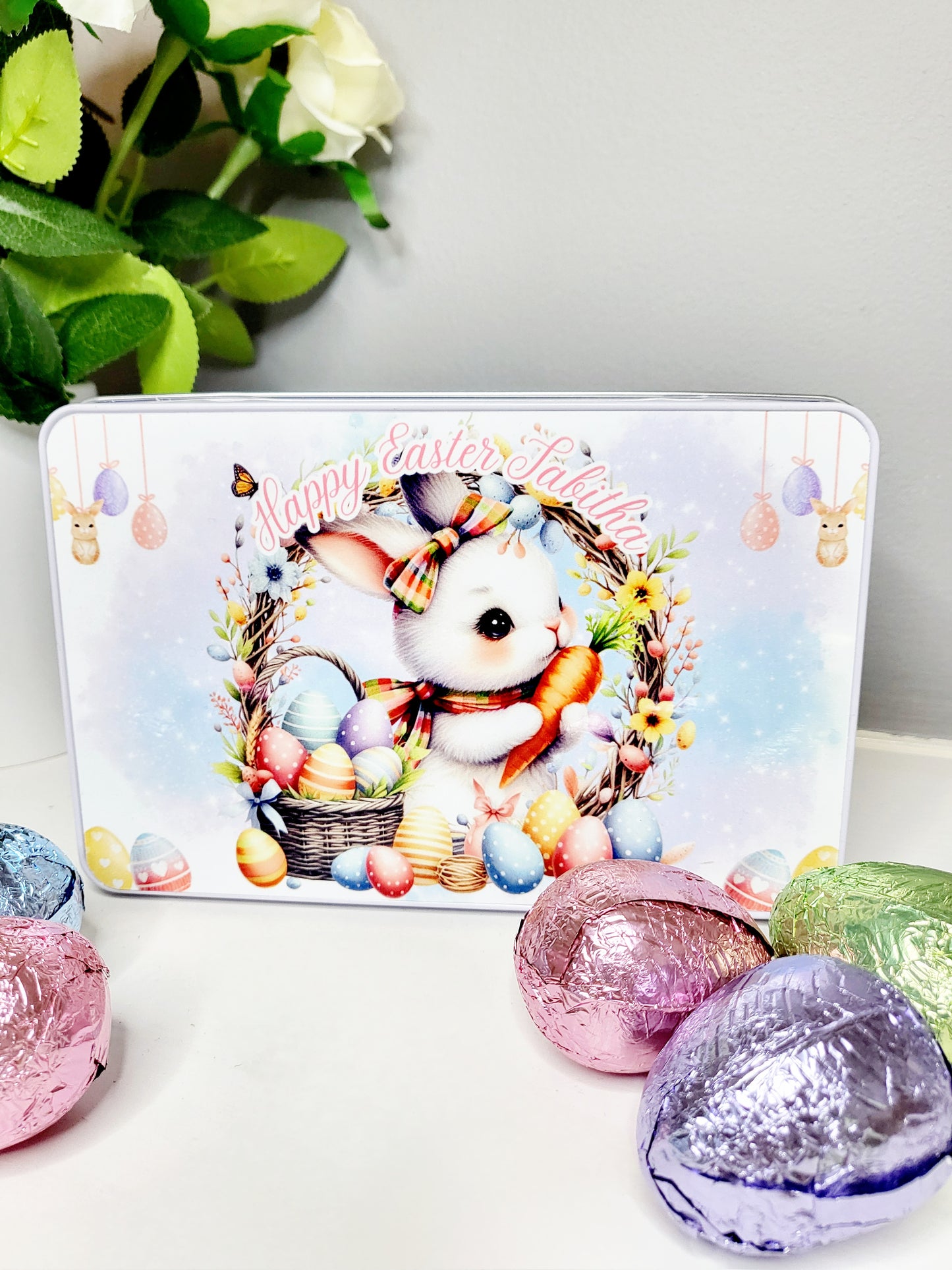 Personalised Easter Tin - Boy or Girl Bunny