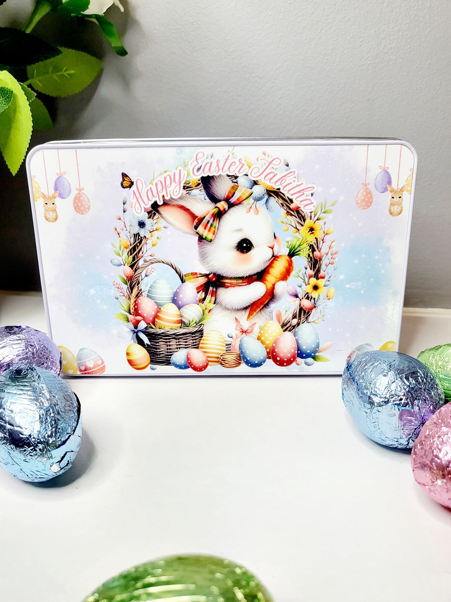 Personalised Easter Tin - Boy or Girl Bunny