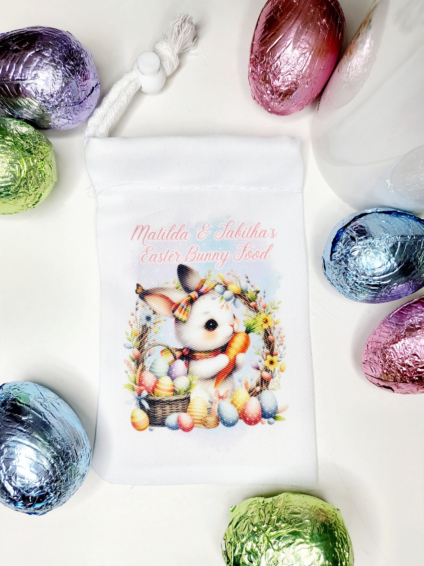 Personalised Easter Bunny Food Bag - Boy or Girl Bunny