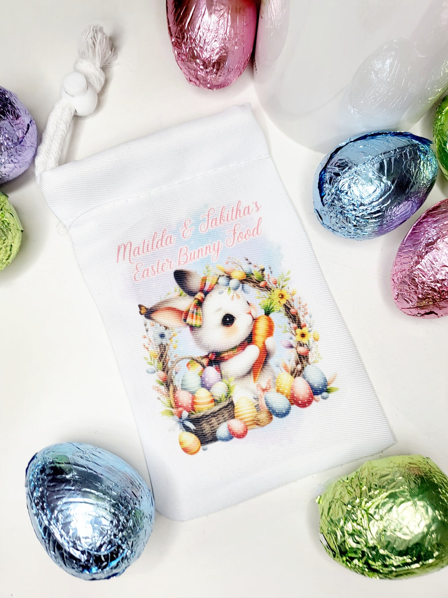 Personalised Easter Bunny Food Bag - Boy or Girl Bunny