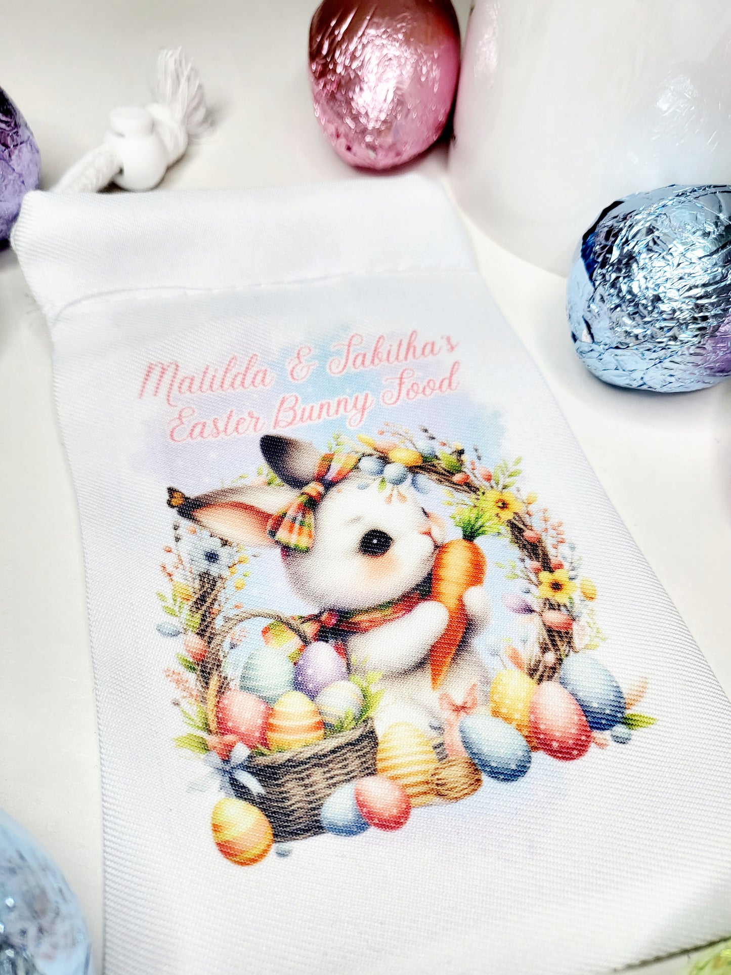 Personalised Easter Bunny Food Bag - Boy or Girl Bunny