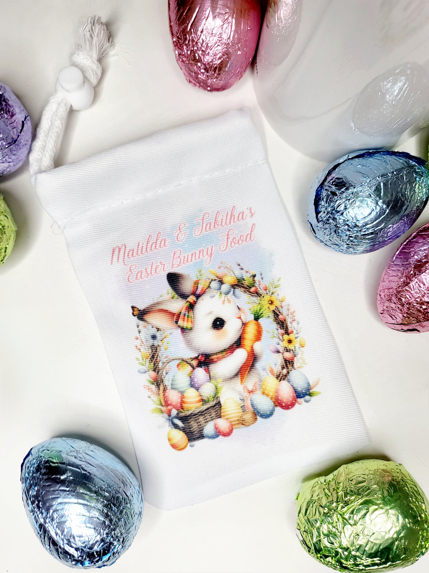 Personalised Easter Bunny Food Bag - Boy or Girl Bunny