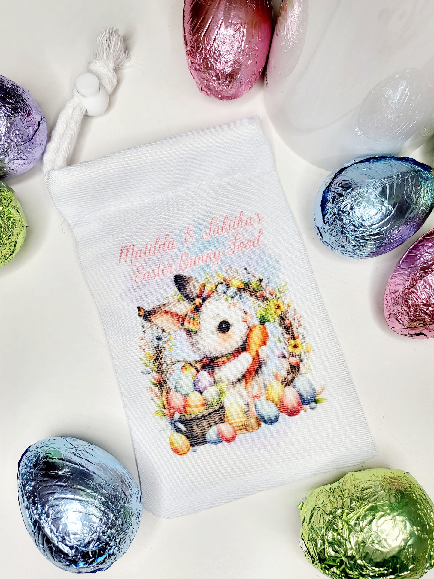 Personalised Easter Bunny Food Bag - Boy or Girl Bunny