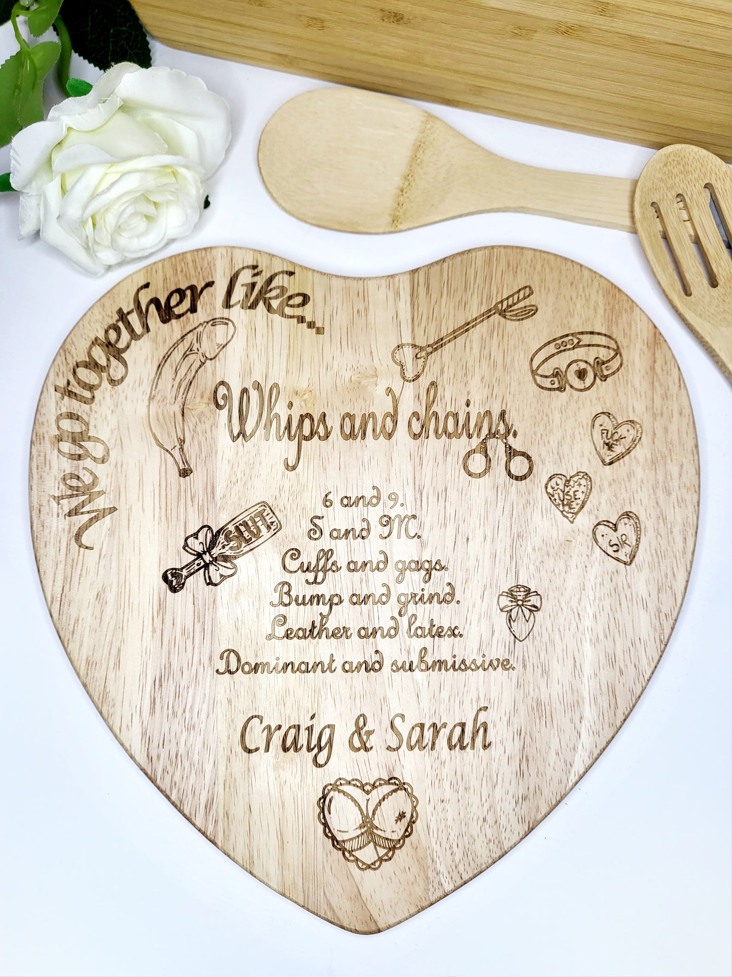 Personalised Sexy Heart Chopping Board, We Go Together Like