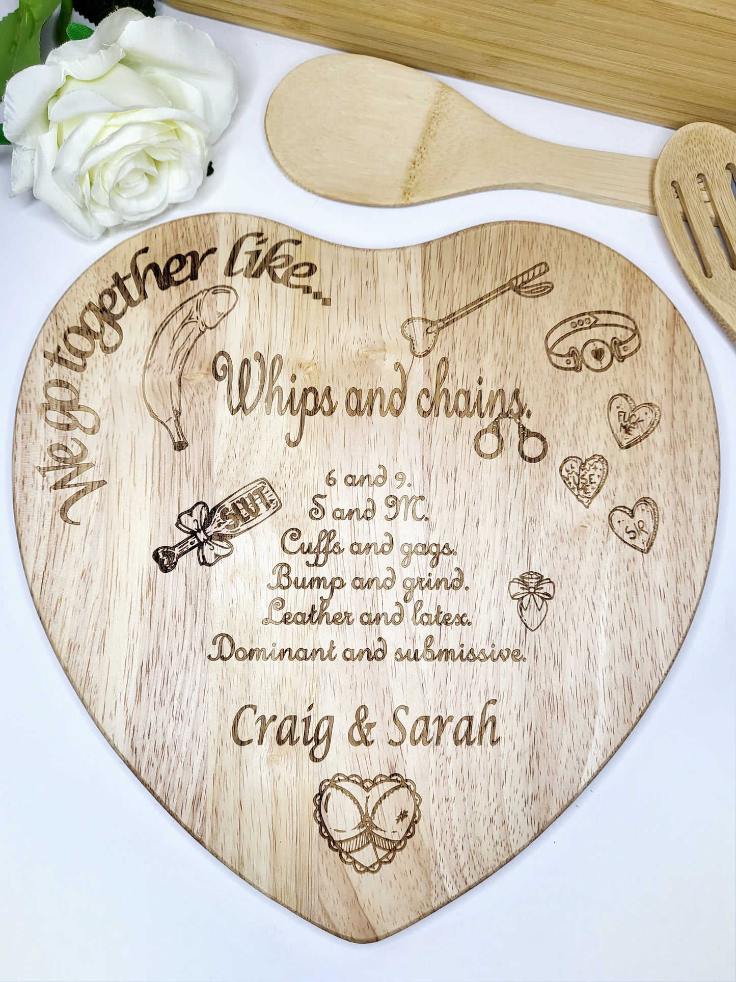 Personalised Sexy Heart Chopping Board, We Go Together Like