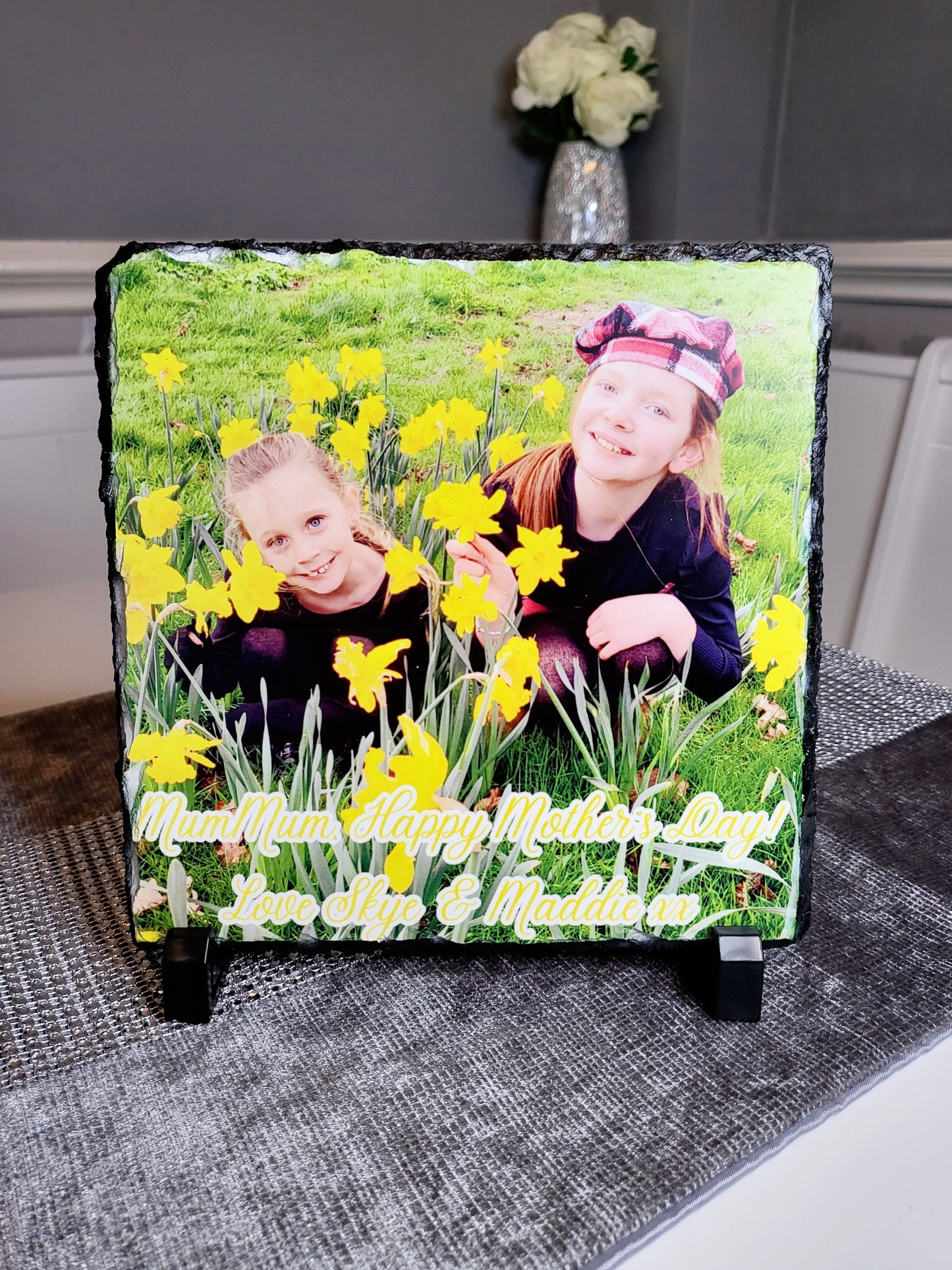 Personalised Square Photo Slate - Any Photo & Text