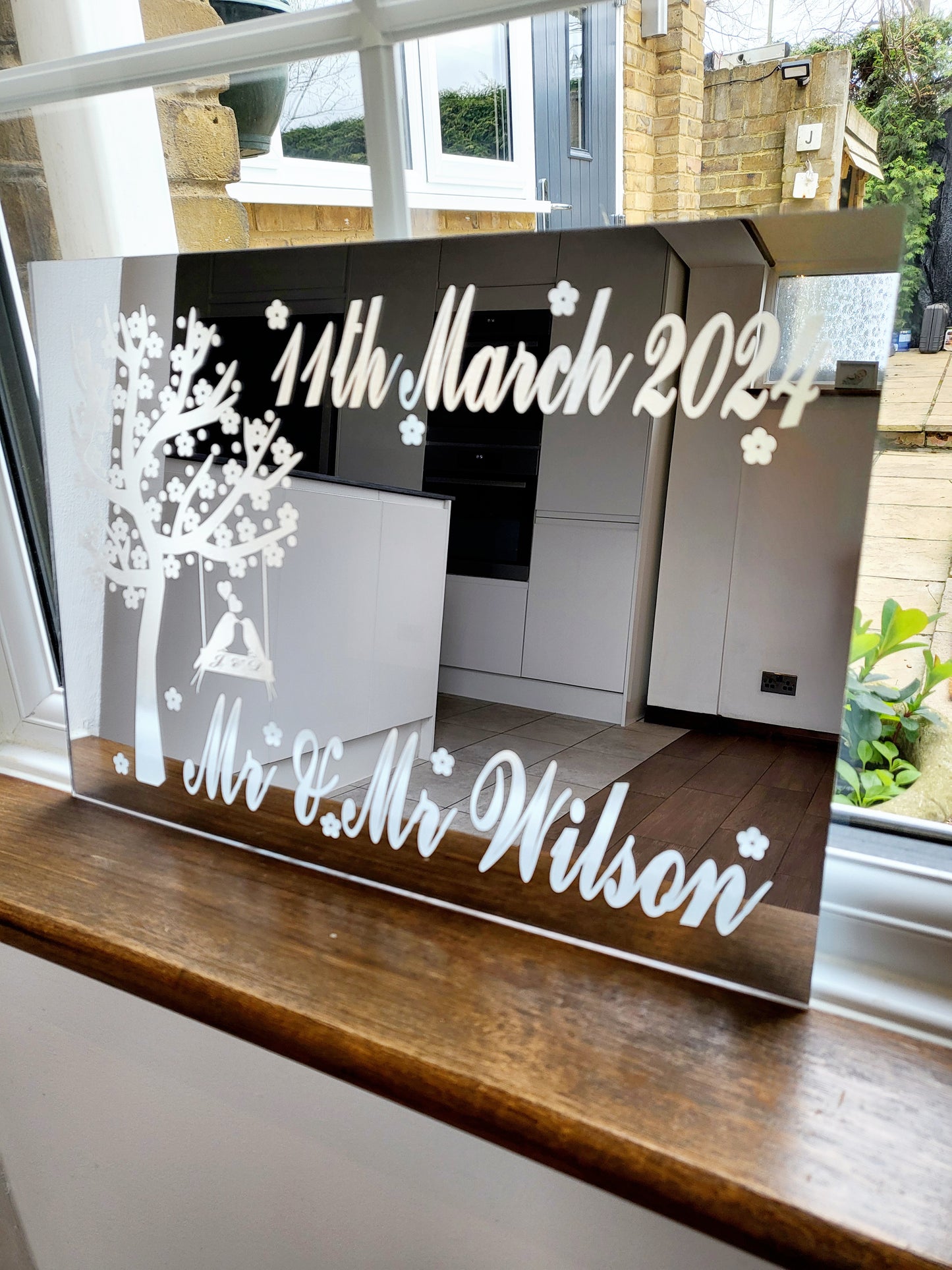 Personalised Wedding/Anniversary Acrylic Wall Mirror - 4 Sizes