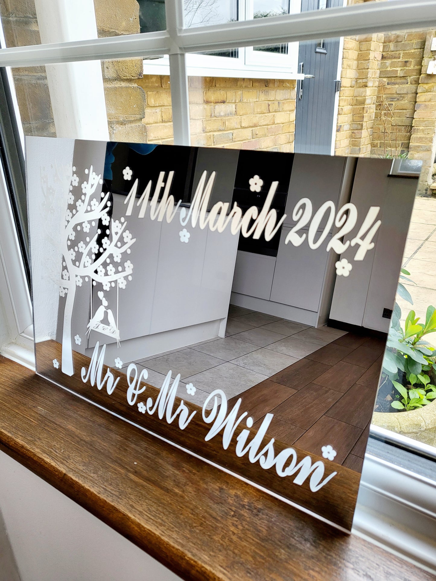 Personalised Wedding/Anniversary Acrylic Wall Mirror - 4 Sizes