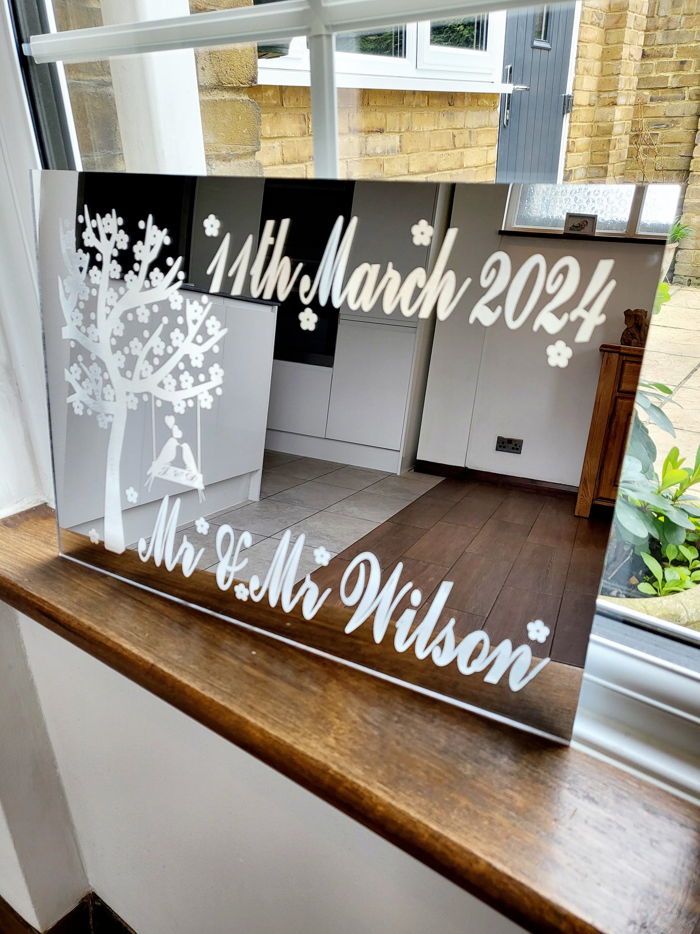 Personalised Wedding/Anniversary Acrylic Wall Mirror - 4 Sizes