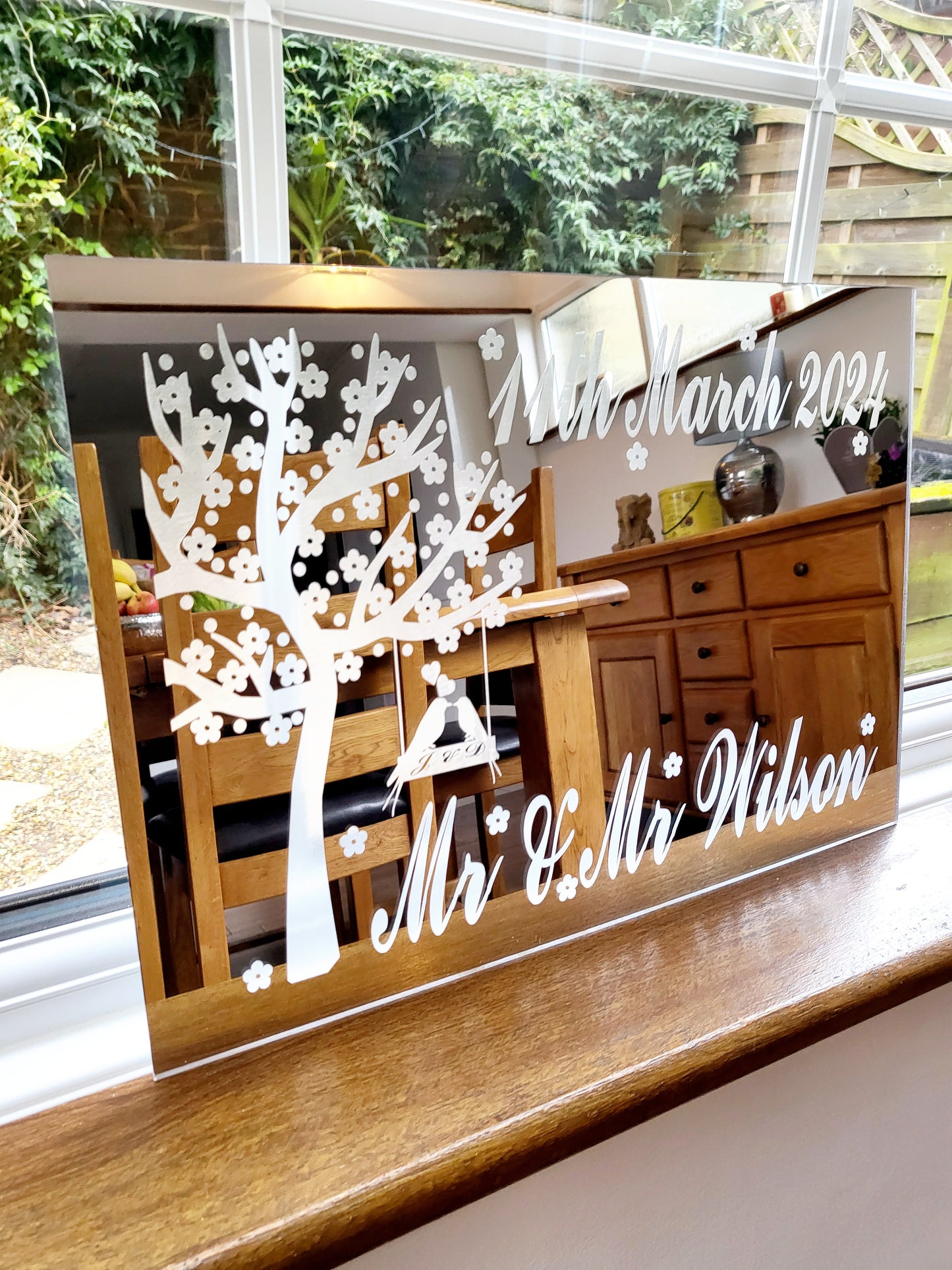 Personalised Wedding/Anniversary Acrylic Wall Mirror - 4 Sizes