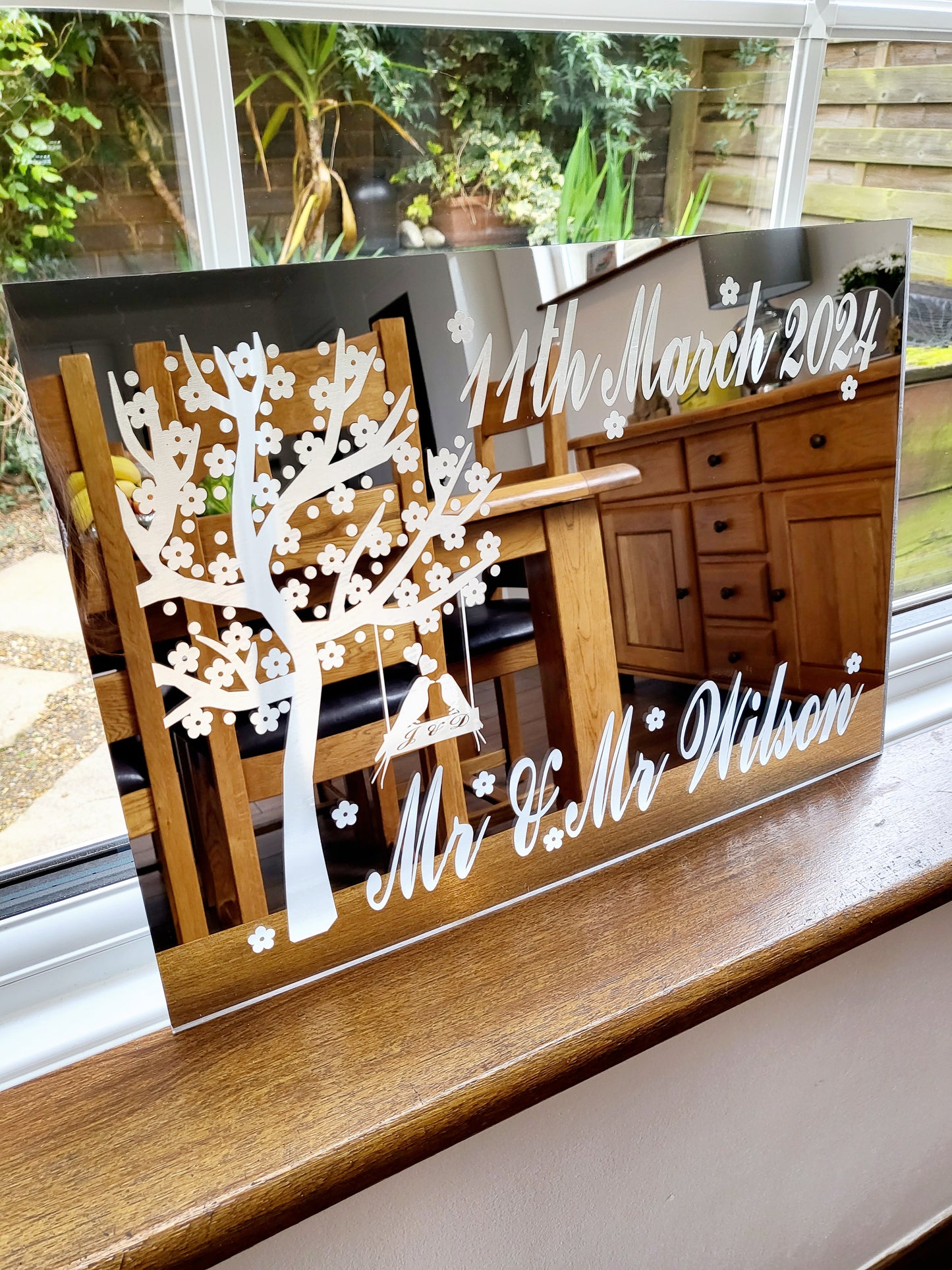 Personalised Wedding/Anniversary Acrylic Wall Mirror - 4 Sizes